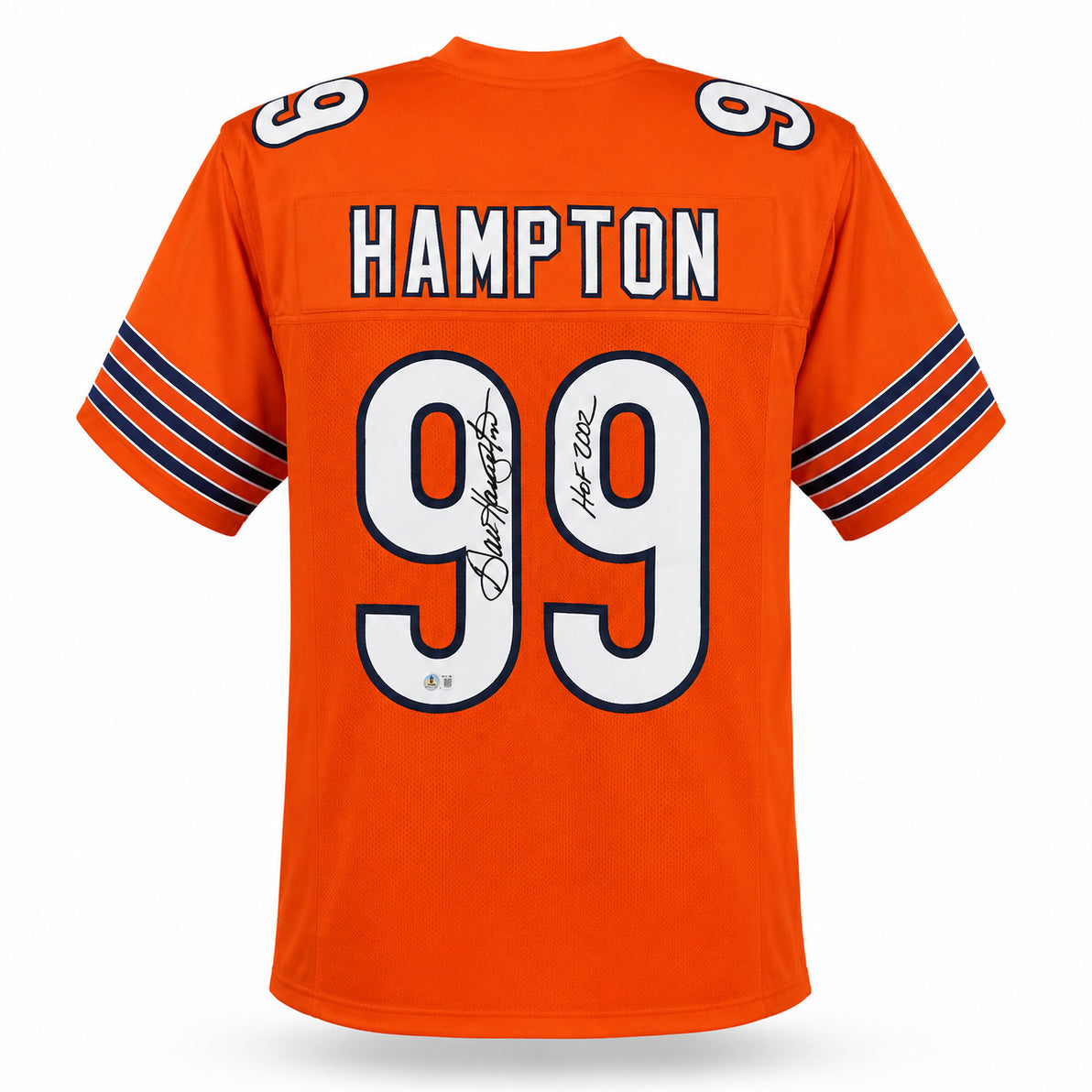 Dan Hampton Signed Chicago Bears Orange Custom Jersey "HOF 2002" (Beckett Witness)
