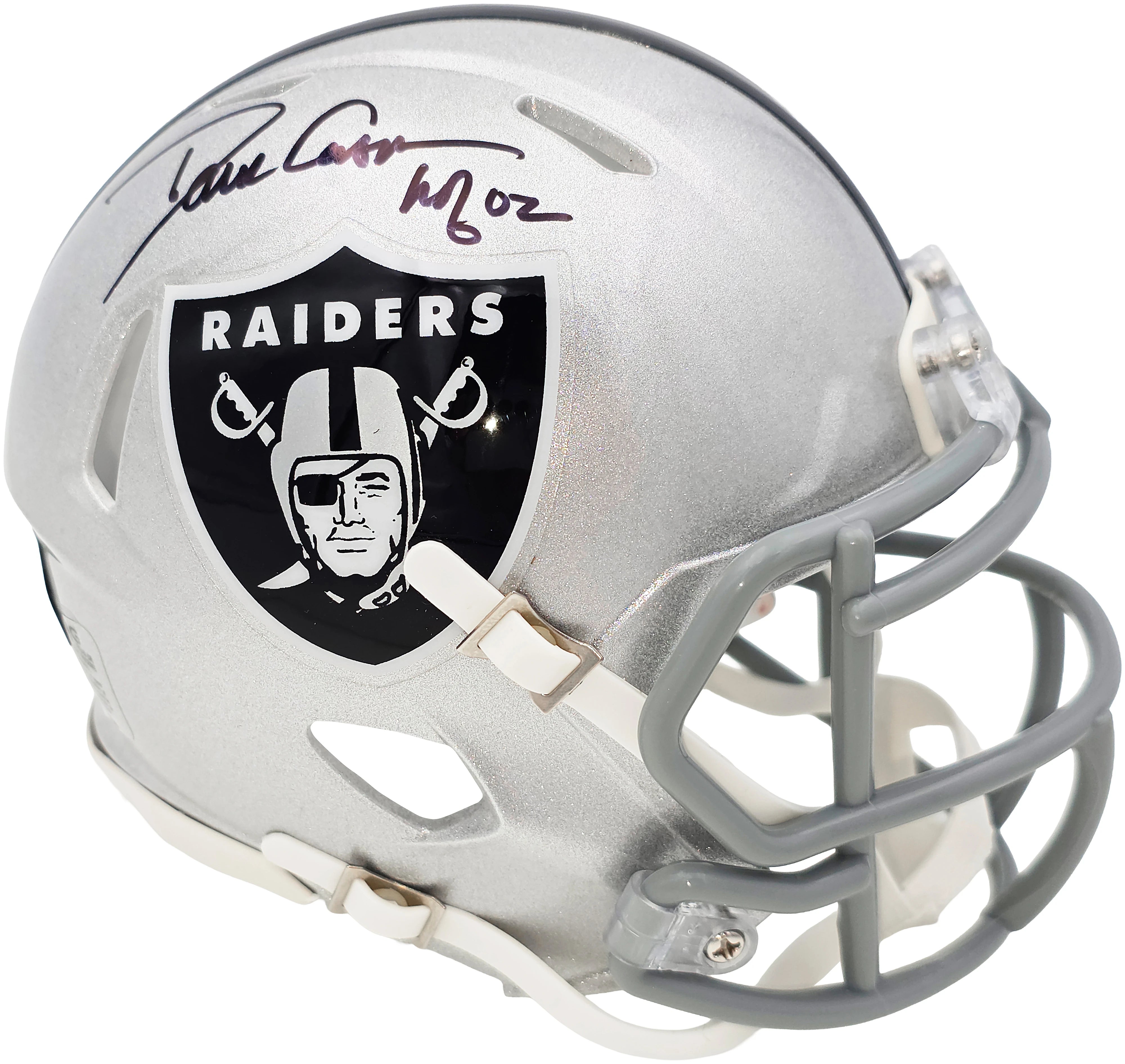 Oakland Raiders Dave Casper Autographed Silver Riddell Speed Mini Football Helmet "HOF 02" - BAS Witnessed
