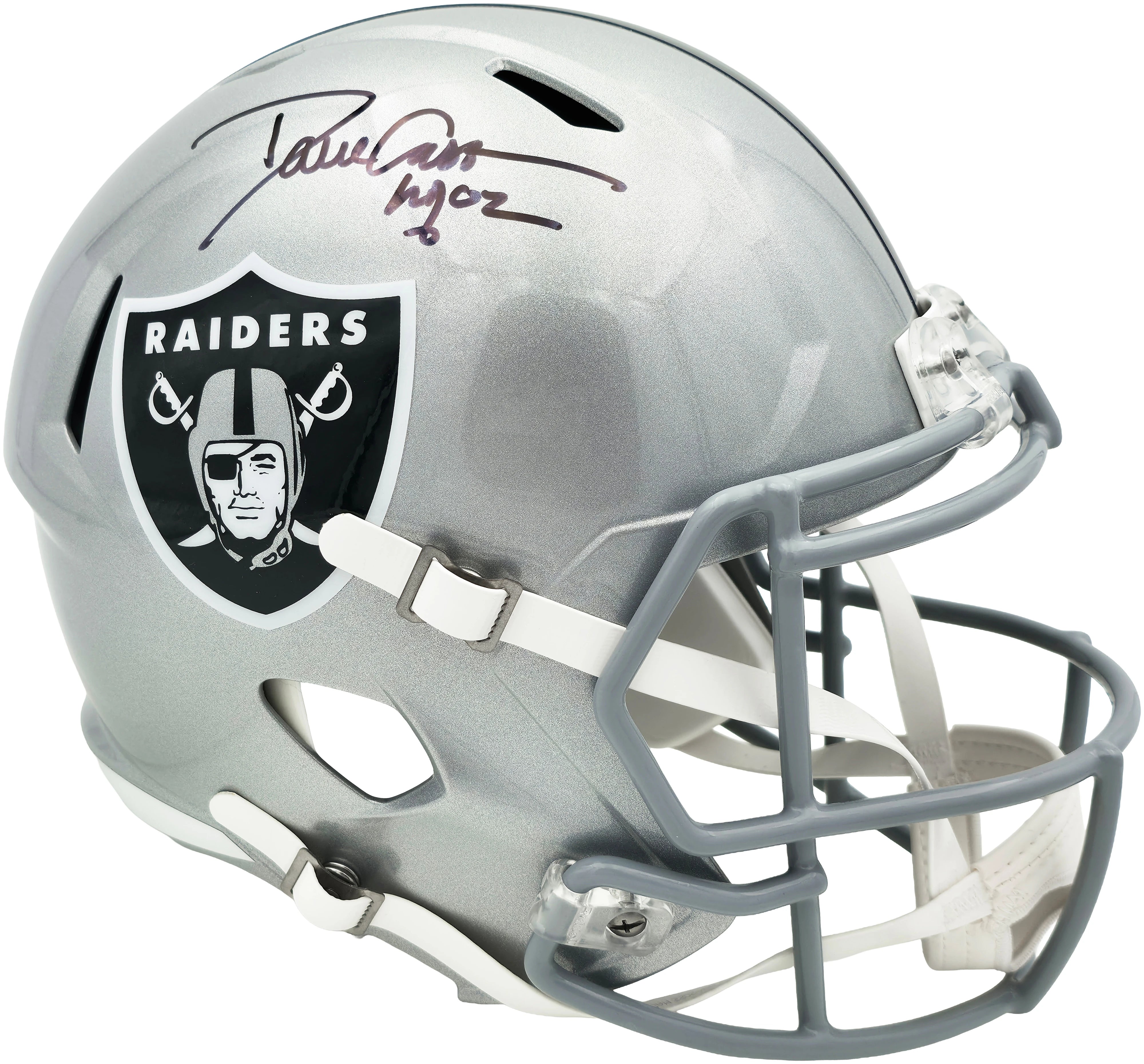 Oakland Raiders Dave Casper Autographed Silver Riddell Speed Full-Size Replica Helmet "HOF 02" - BAS Witnessed