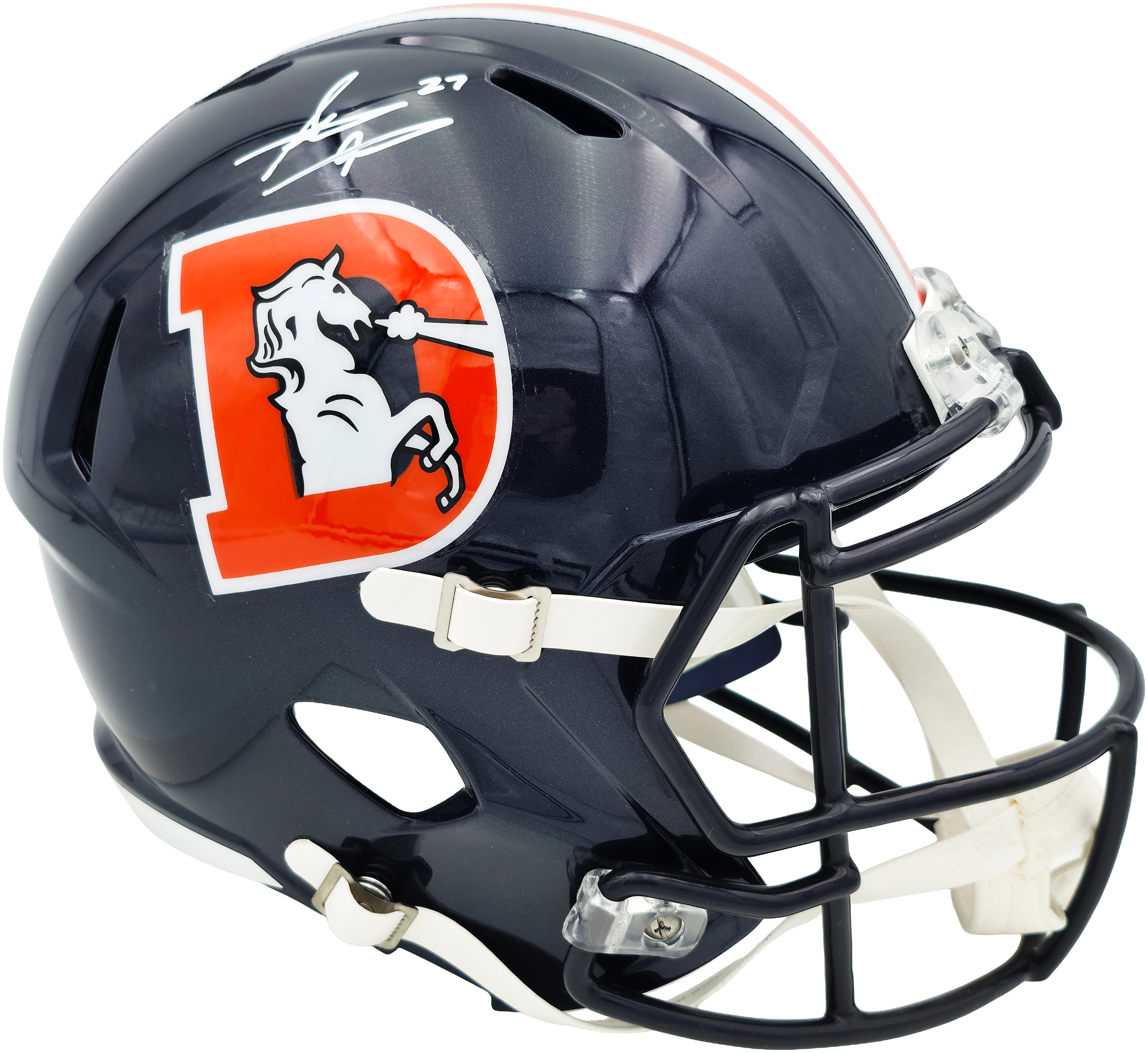 Denver Broncos Steve Atwater Autographed Blue Color Rush Riddell Speed Full-Size Replica Helmet - BAS Witnessed