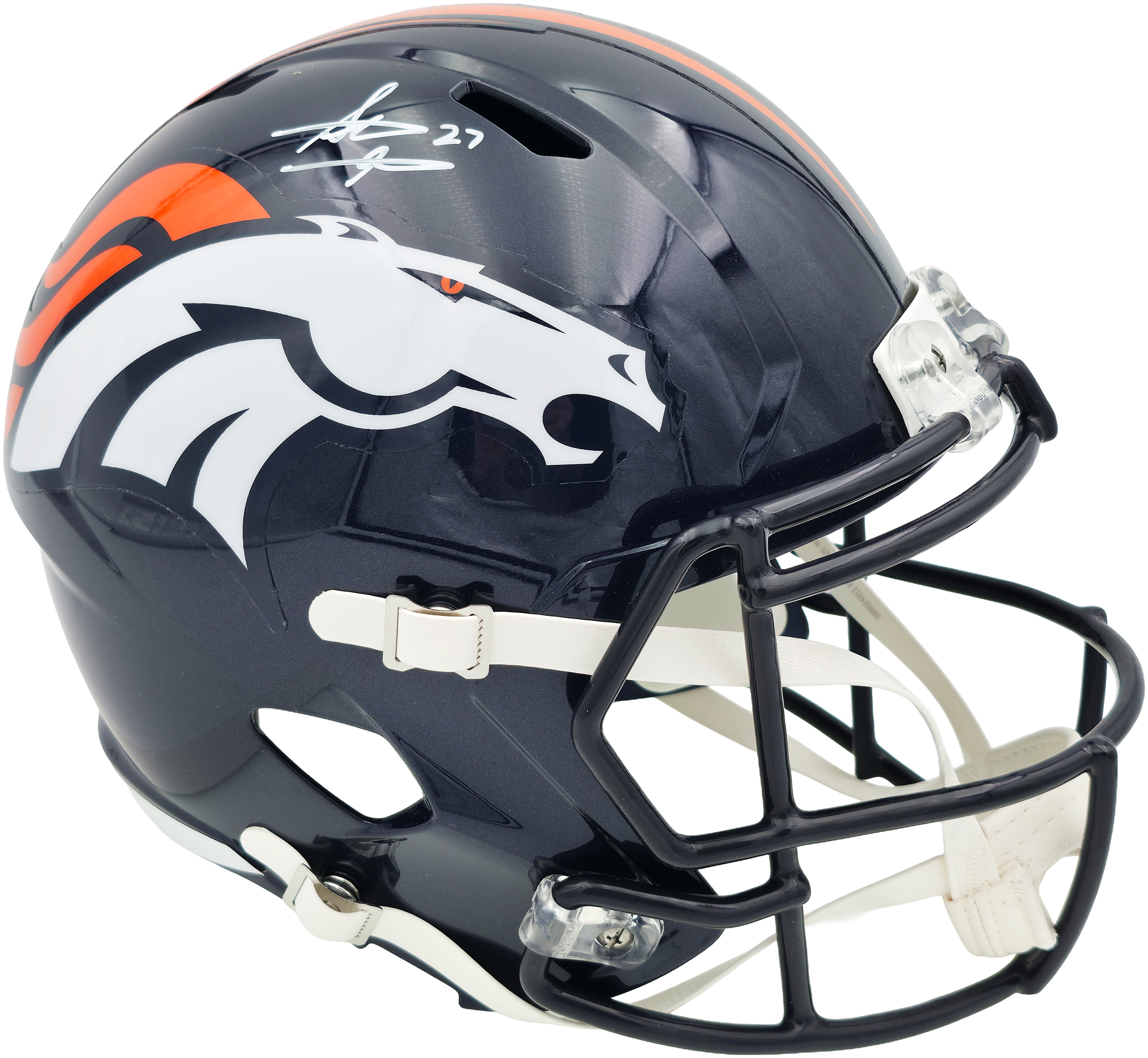Denver Broncos Steve Atwater Autographed 1997–2023 Throwback Navy Riddell Speed Full-Size Replica Helmet - BAS Witnessed