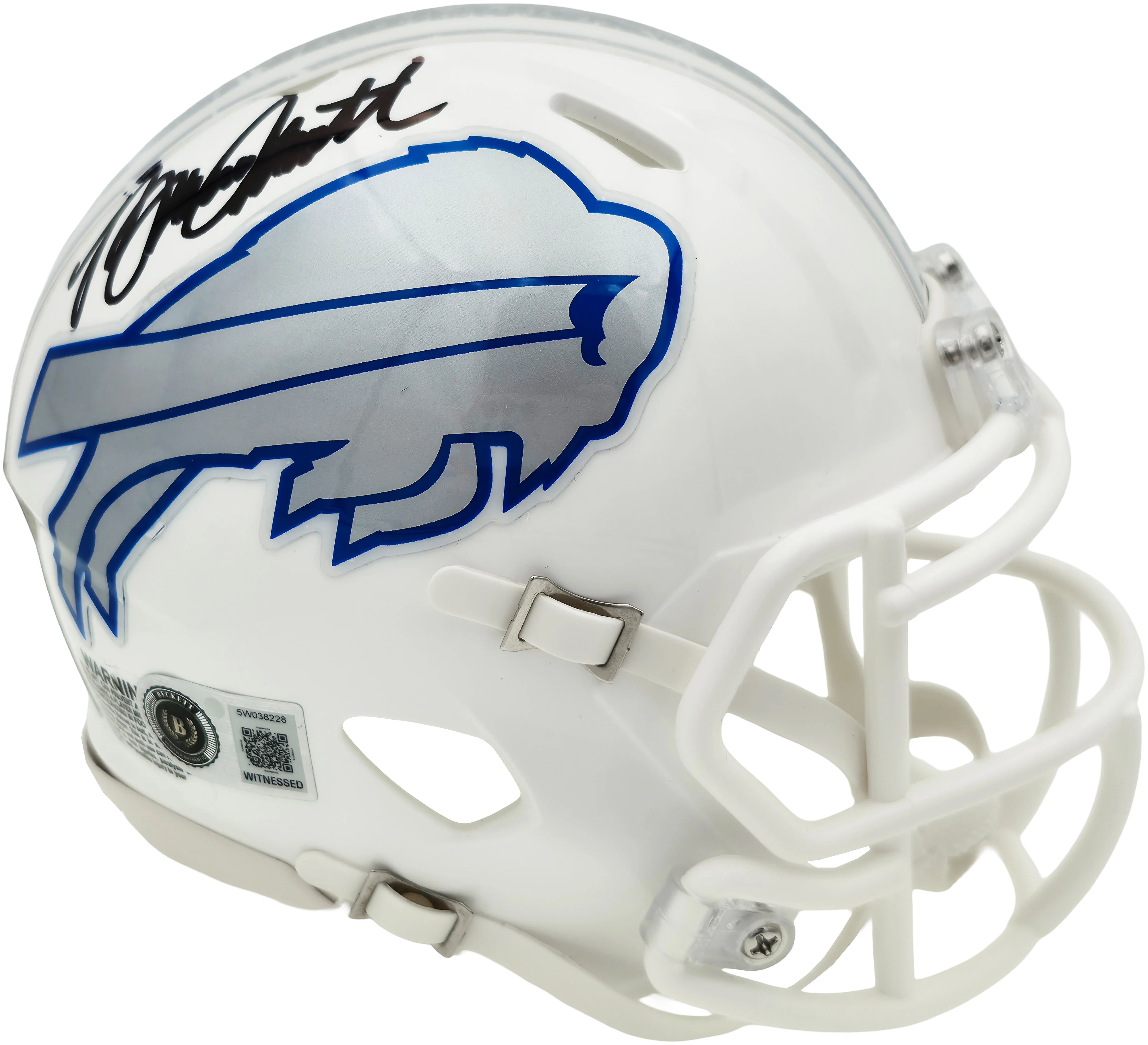 Buffalo Bills Bruce Smith Autographed Alternate White "Rivalries" Riddell Speed Mini Football Helmet - BAS Witnessed
