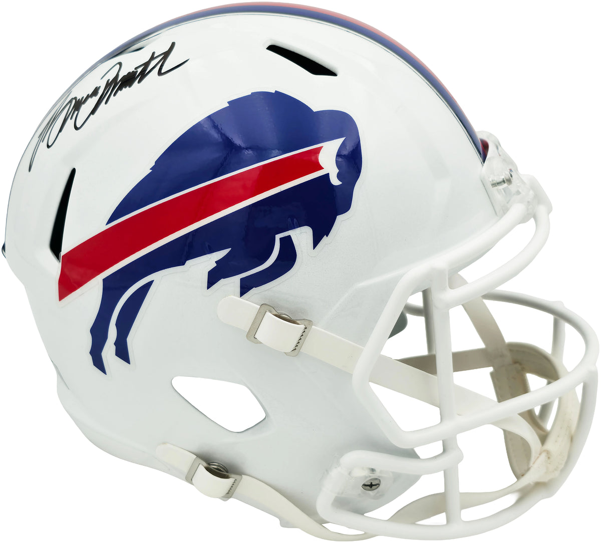 Bruce Smith Autographed Buffalo Bills White Full-Size Speed Replica Helmet - Beckett BAS Witness