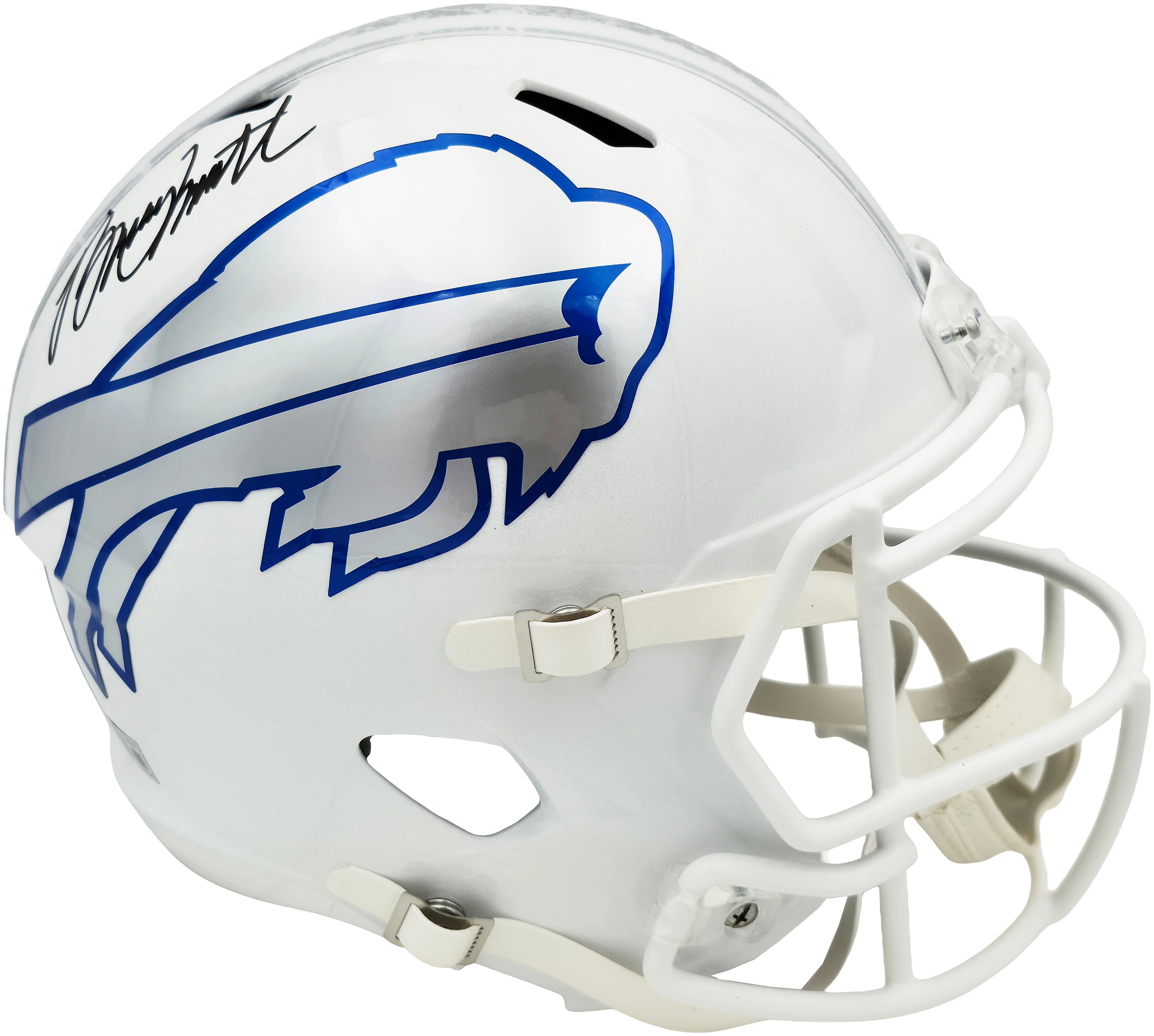Bruce Smith Autographed Buffalo Bills White Full-Size Rivalries Speed Replica Helmet - Beckett BAS Witness