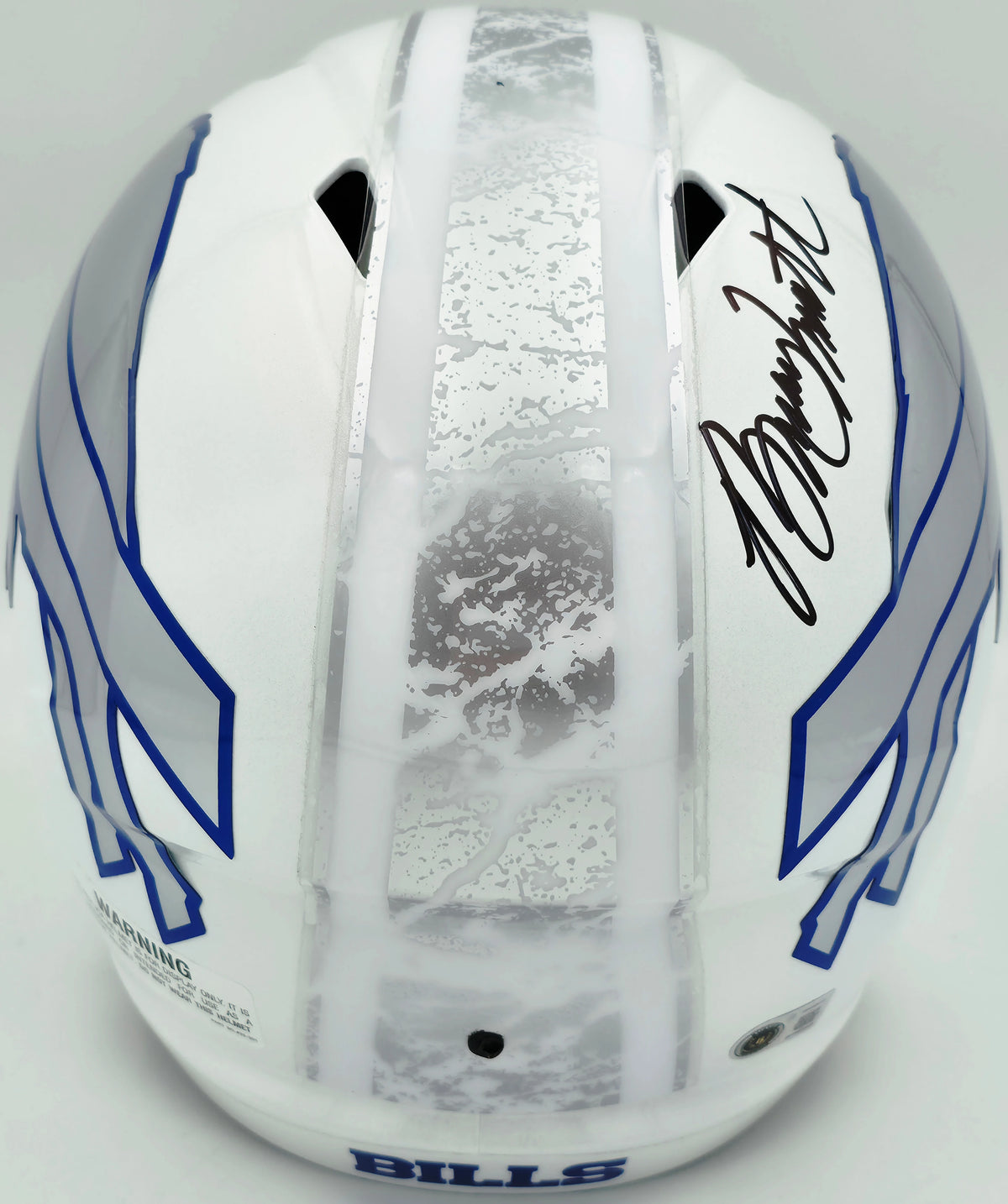 Bruce Smith Autographed Buffalo Bills White Full-Size Rivalries Speed Replica Helmet - Beckett BAS Witness
