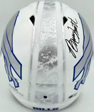 Bruce Smith Autographed Buffalo Bills White Full-Size Rivalries Speed Replica Helmet - Beckett BAS Witness