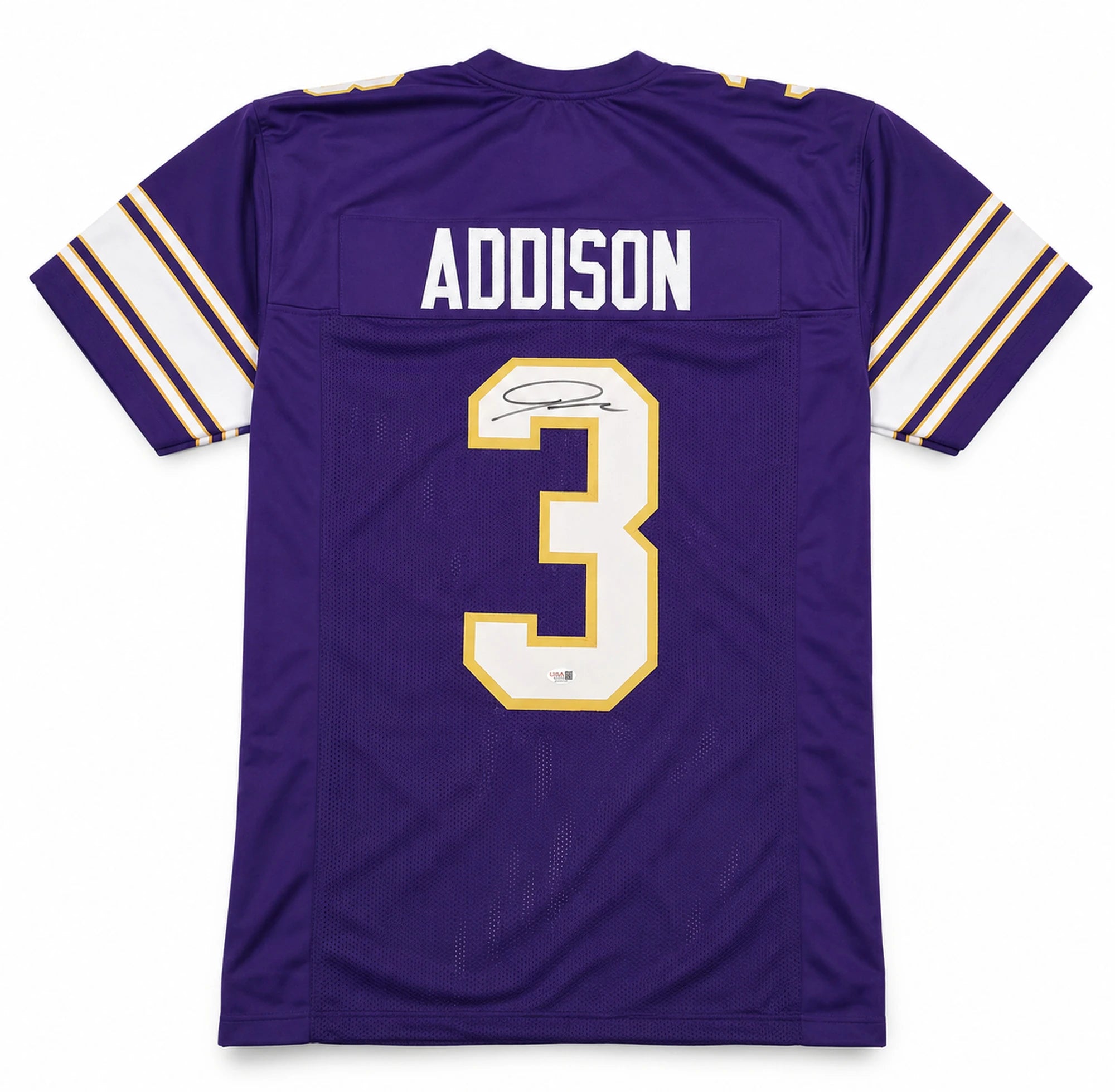 Jordan Addison Autographed Minnesota Vikings Purple Custom Football Jersey - JSA Witness Authenticated