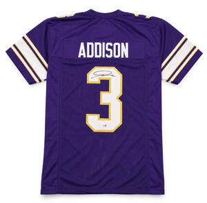 Jordan Addison Autographed Minnesota Vikings Purple Custom Football Jersey - JSA Witness Authenticated