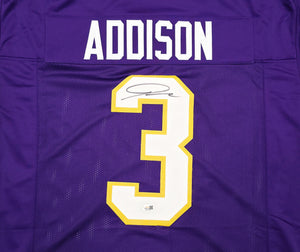 Jordan Addison Autographed Minnesota Vikings Purple Custom Football Jersey - JSA Witness Authenticated