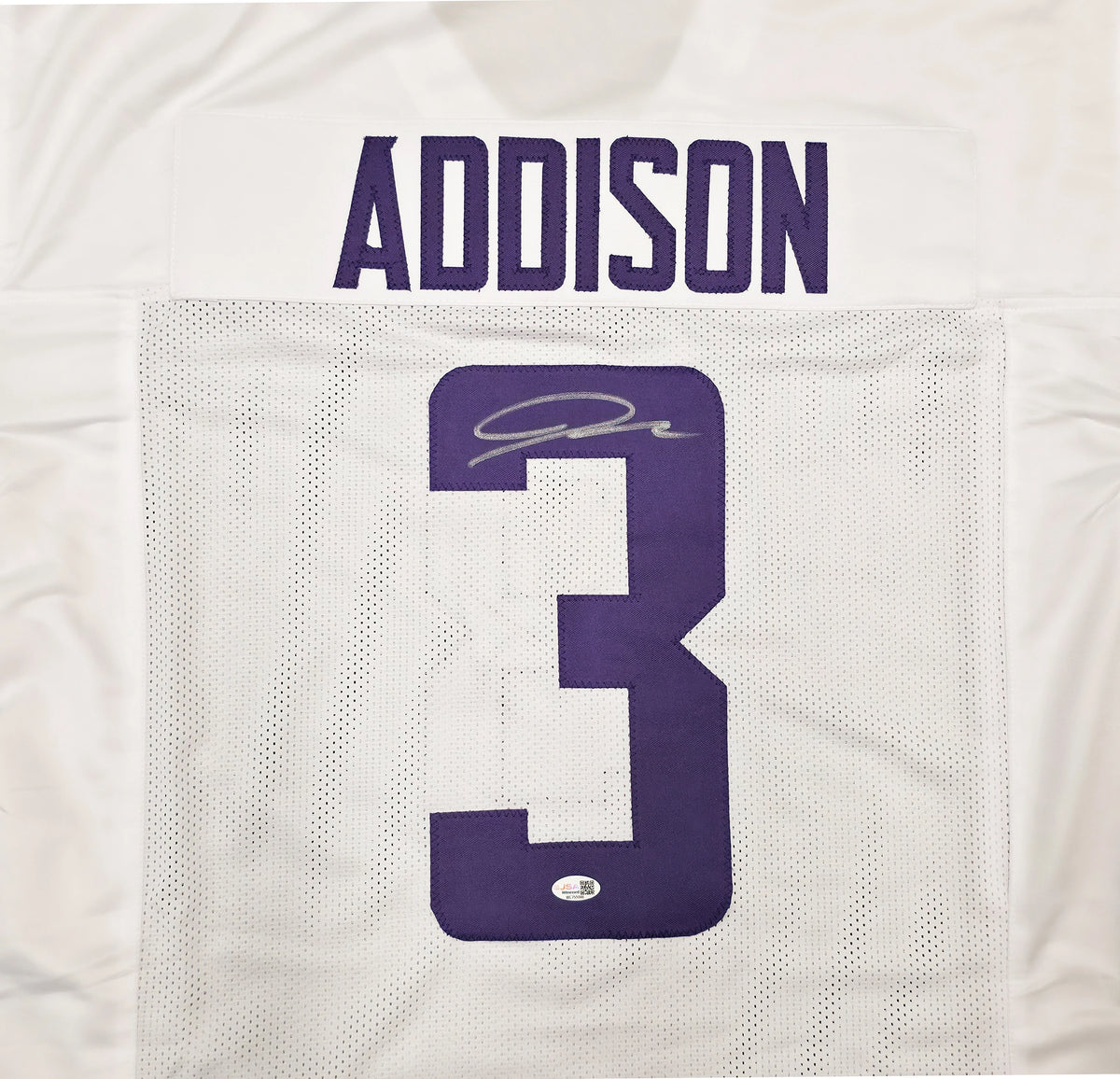 Jordan Addison Autographed Minnesota Vikings White Custom Football Jersey - JSA Witness Authenticated
