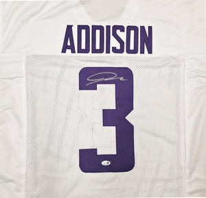 Jordan Addison Autographed Minnesota Vikings White Custom Football Jersey - JSA Witness Authenticated