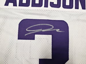 Jordan Addison Autographed Minnesota Vikings White Custom Football Jersey - JSA Witness Authenticated