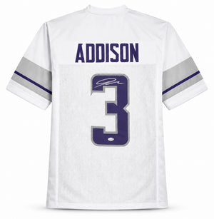 Jordan Addison Autographed Minnesota Vikings White Custom Football Jersey - JSA Witness Authenticated