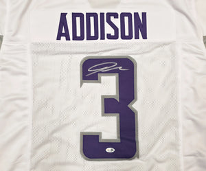 Jordan Addison Autographed Minnesota Vikings White Custom Football Jersey - JSA Witness Authenticated