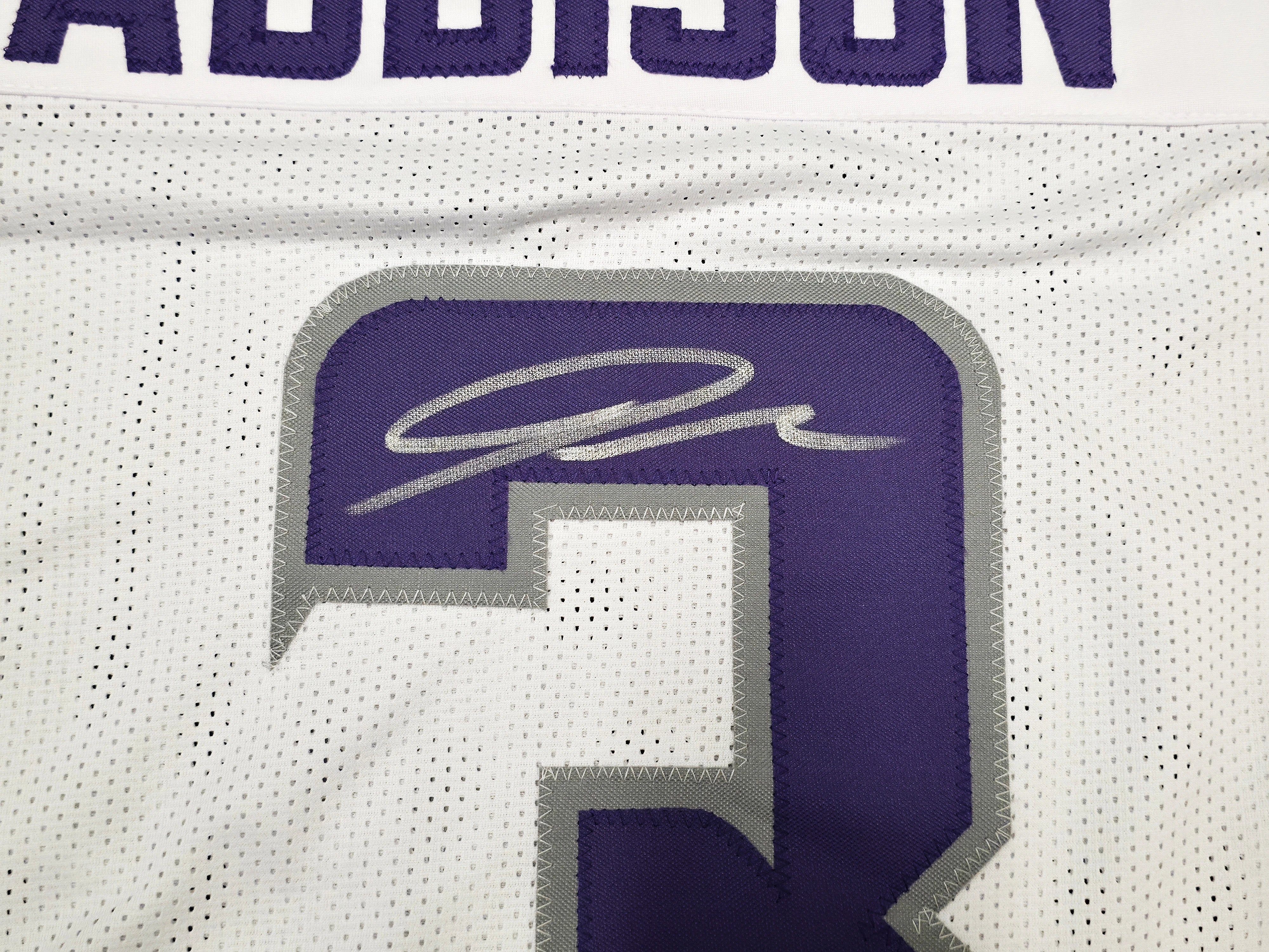 Jordan Addison Autographed Minnesota Vikings White Custom Football Jersey - JSA Witness Authenticated