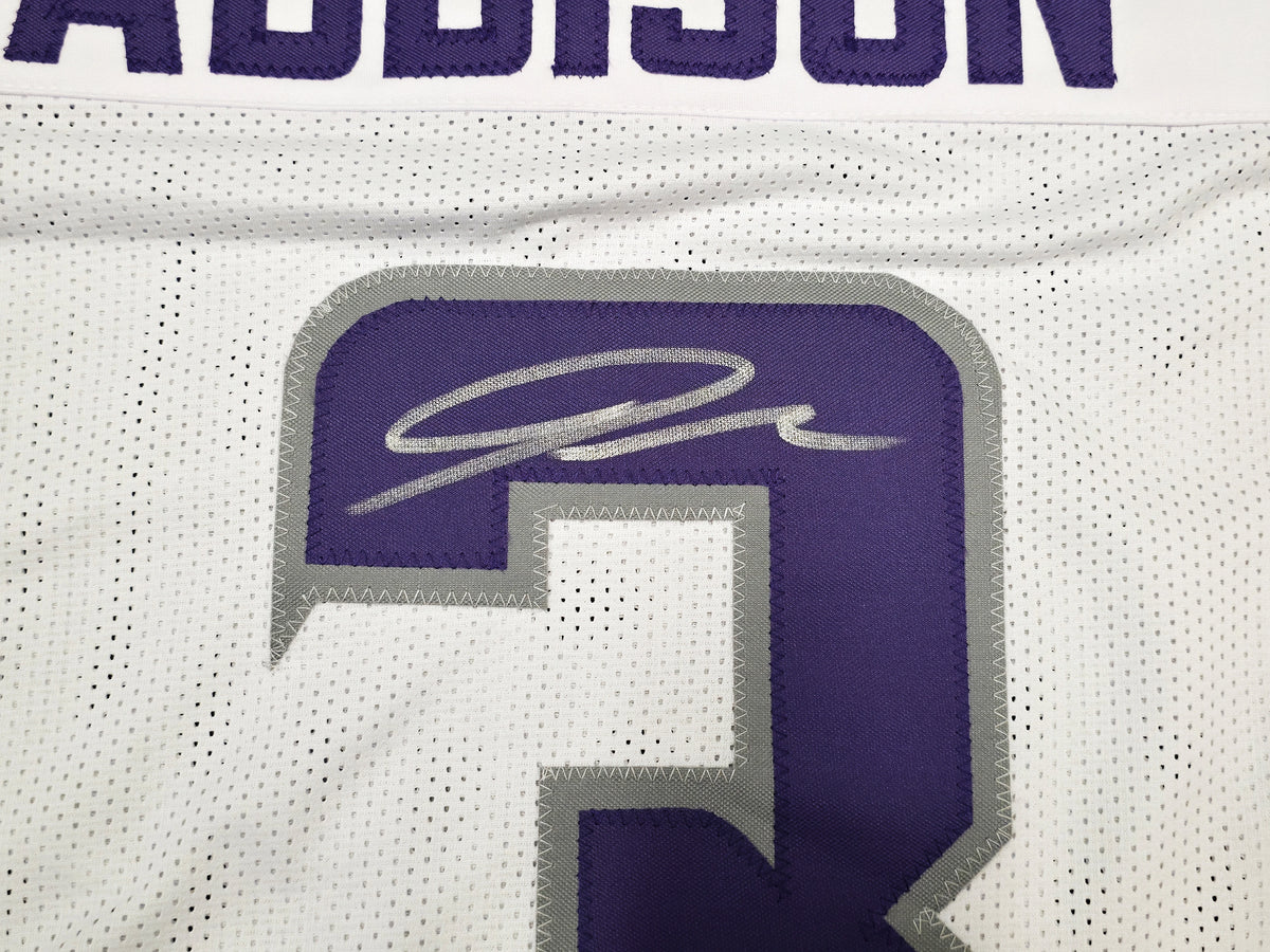 Jordan Addison Autographed Minnesota Vikings White Custom Football Jersey - JSA Witness Authenticated