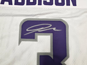 Jordan Addison Autographed Minnesota Vikings White Custom Football Jersey - JSA Witness Authenticated