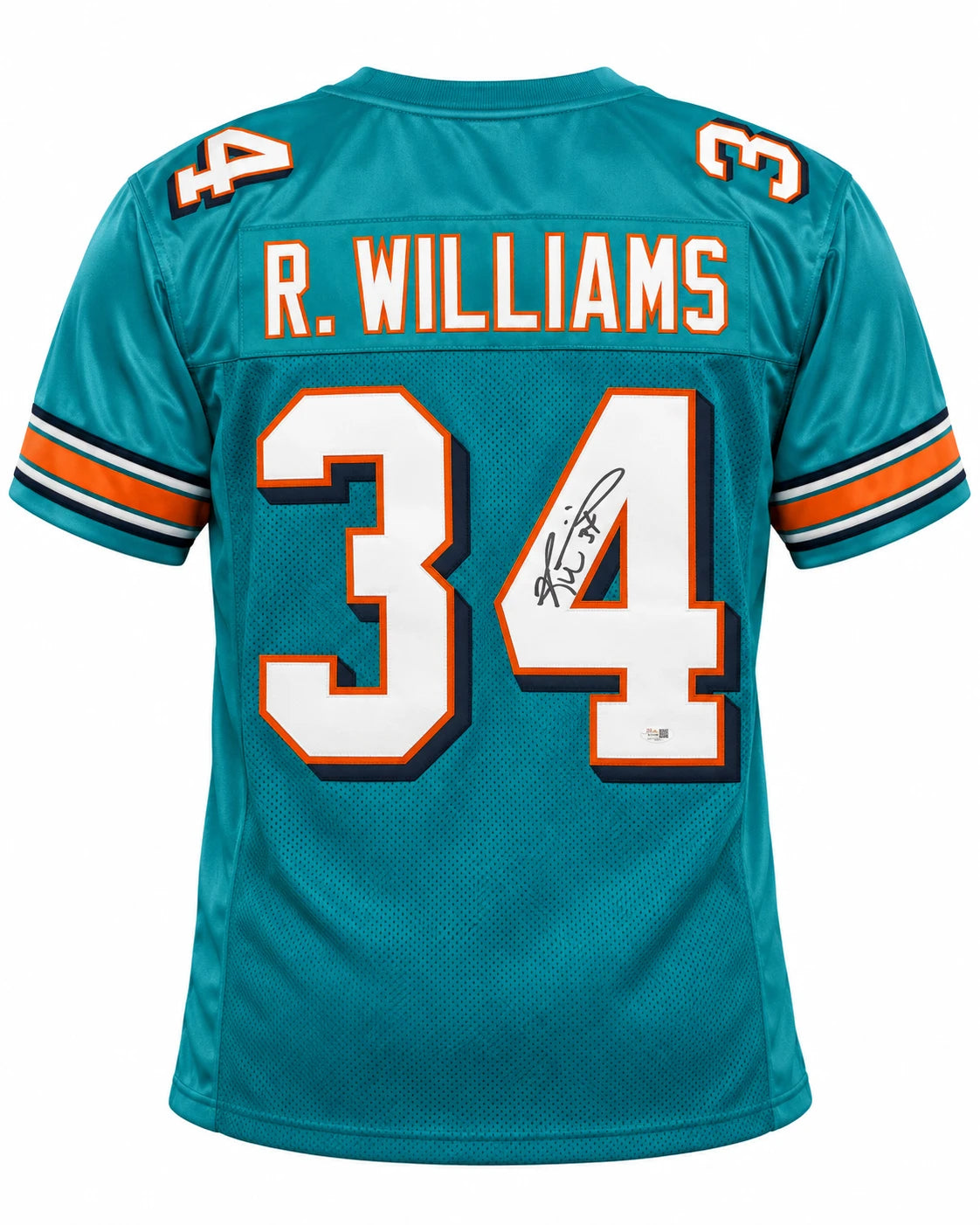 Ricky Williams Autographed Miami Dolphins Teal Custom Football Jersey (Size XL) - JSA Witnessed Authenticated