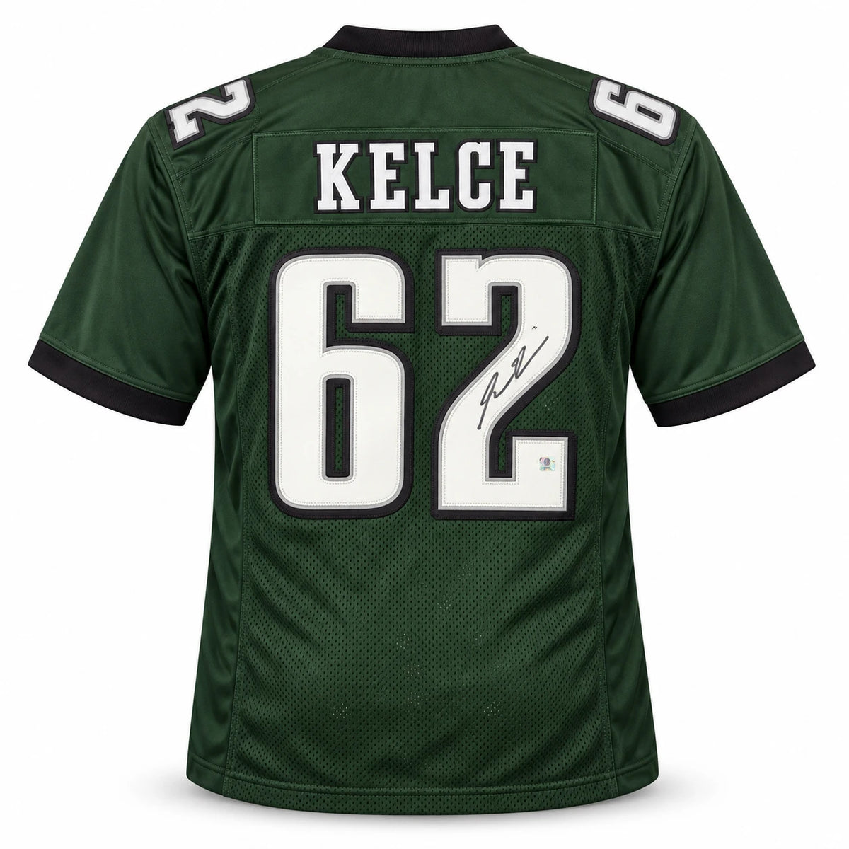 Jason Kelce Autographed Philadelphia Eagles Green Custom Football Jersey (Size XL) - PSA/DNA ITP Authenticated