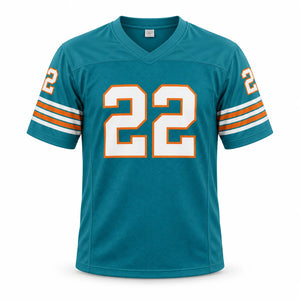 Mercury Morris Autographed Miami Dolphins Teal Custom Football Jersey (Size XL) - James Spence Authentication (JSA)
