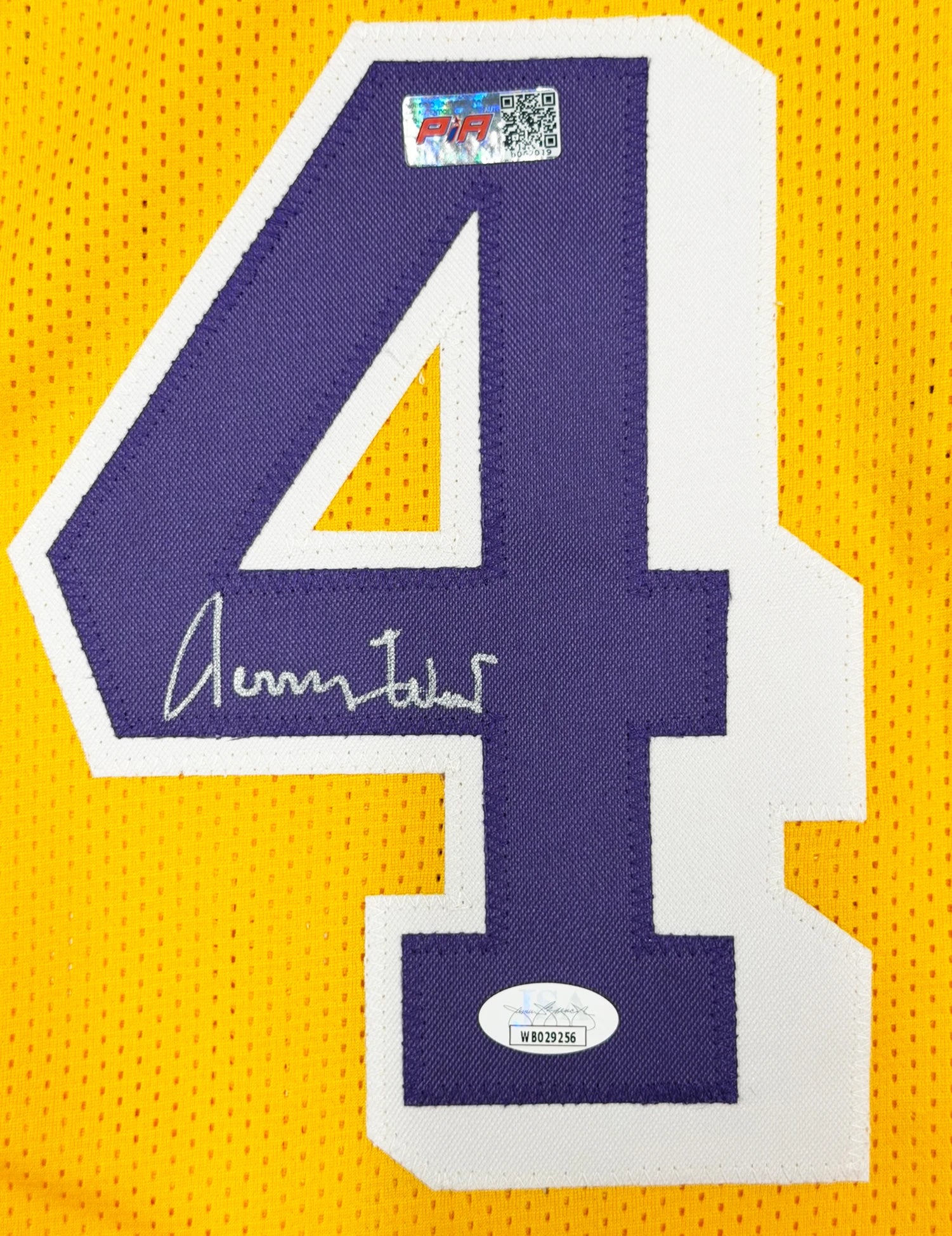 Jerry West Autographed Los Angeles Lakers Yellow Custom Basketball Jersey (Size XL) - JSA Witnessed Authenticated