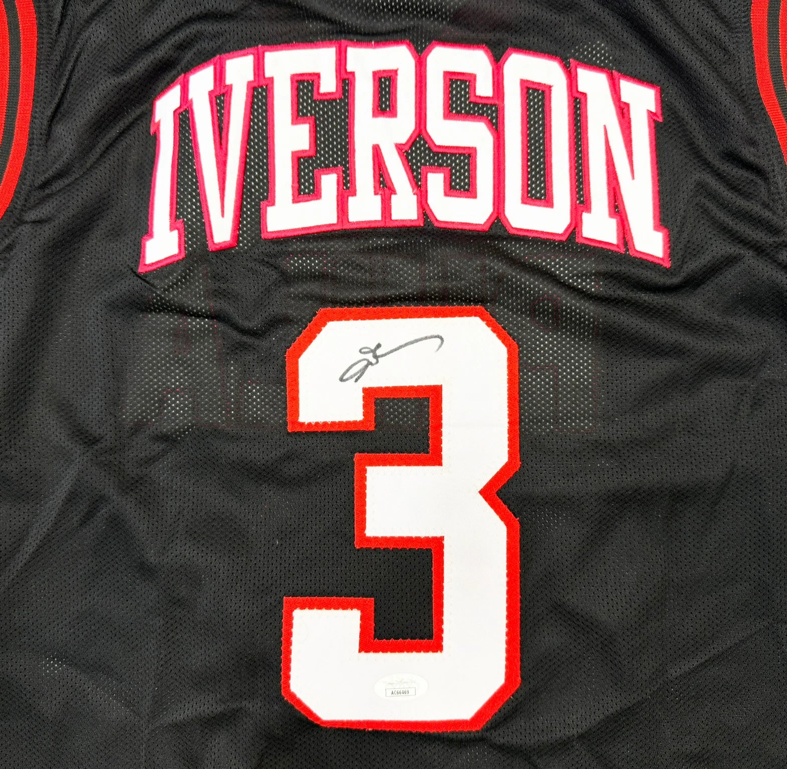 Allen Iverson Autographed Philadelphia 76ers Black Custom Basketball Jersey (Size XL) - JSA Authenticated