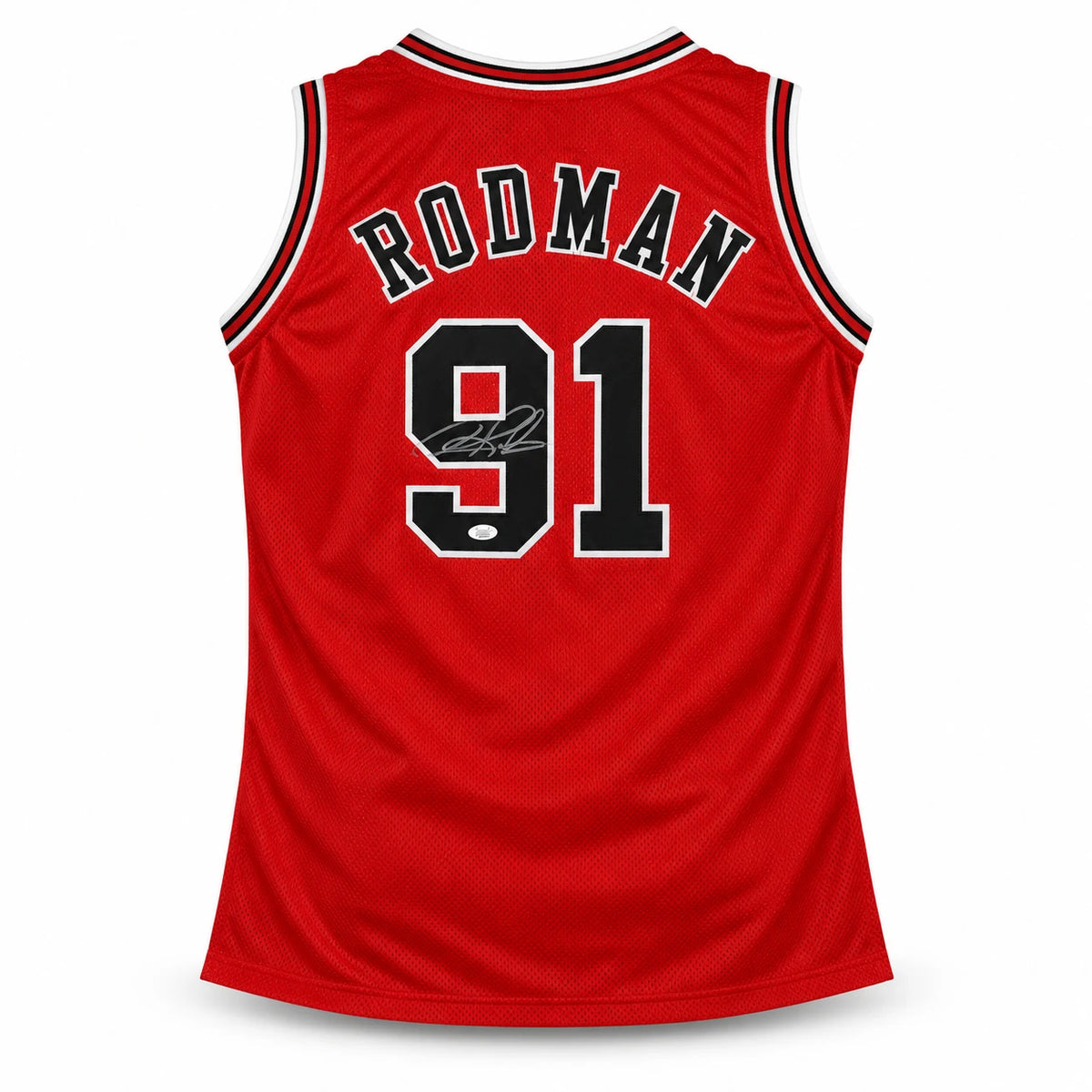 Dennis Rodman Autographed Chicago Bulls Red Custom Basketball Jersey (Size XL) - JSA Authenticated