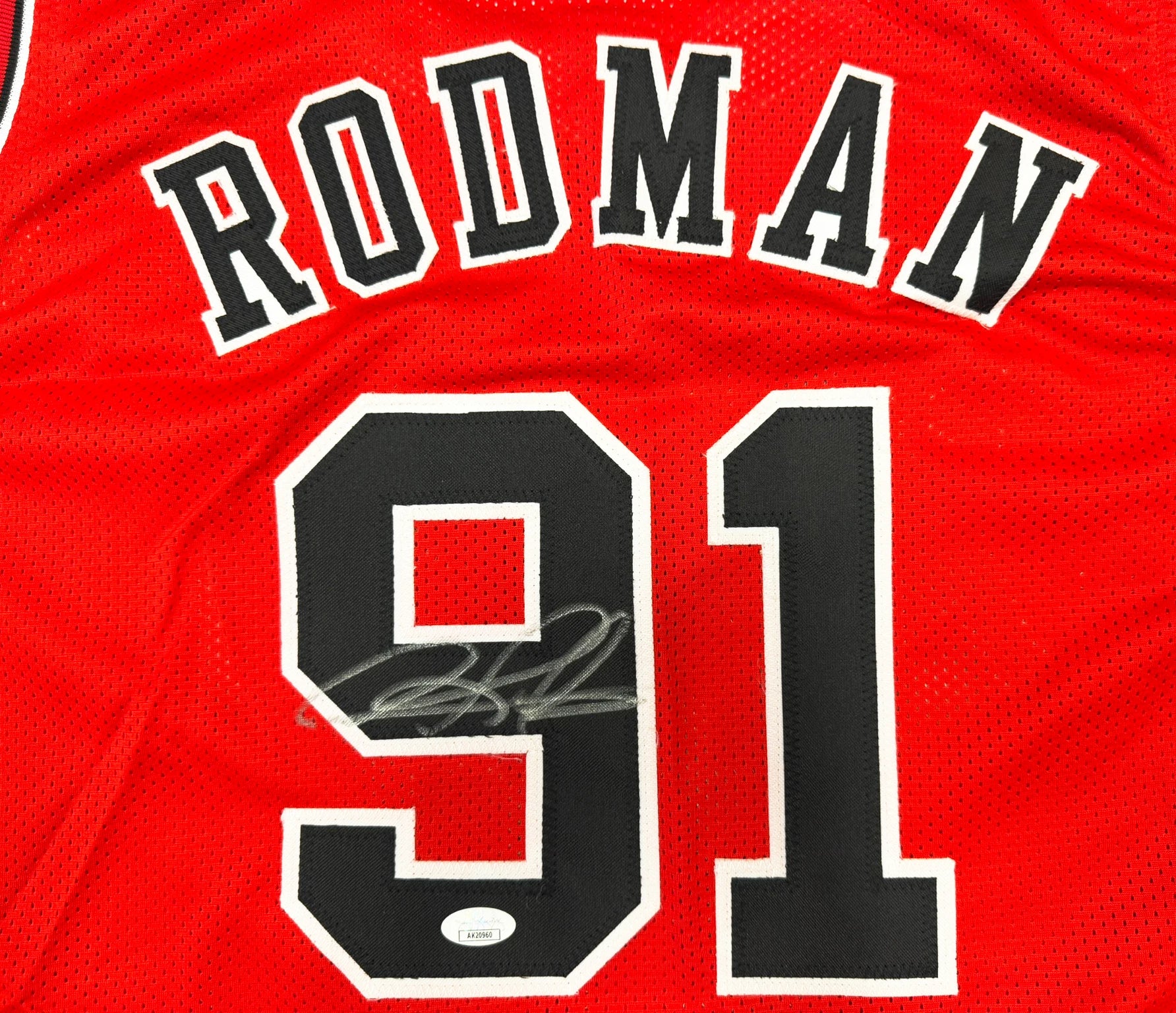 Dennis Rodman Autographed Chicago Bulls Red Custom Basketball Jersey (Size XL) - JSA Authenticated