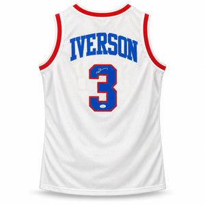 Allen Iverson Autographed Philadelphia 76ers White Custom Basketball Jersey (Size XL) - JSA Authenticated