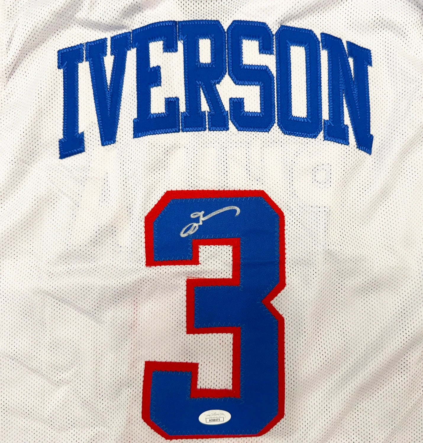 Allen Iverson Autographed Philadelphia 76ers White Custom Basketball Jersey (Size XL) - JSA Authenticated