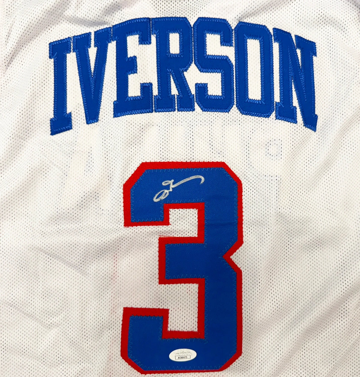 Allen Iverson Autographed Philadelphia 76ers White Custom Basketball Jersey (Size XL) - JSA Authenticated