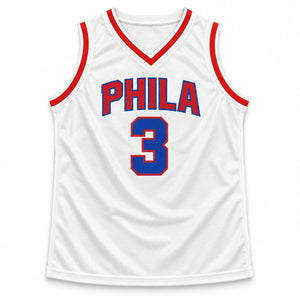 Allen Iverson Autographed Philadelphia 76ers White Custom Basketball Jersey (Size XL) - JSA Authenticated