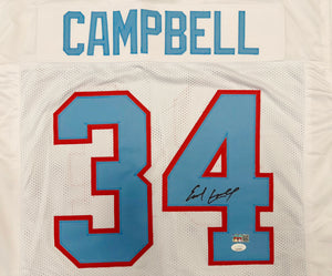 Earl Campbell Autographed Houston Oilers White Custom Football Jersey (Size XL) - JSA Witness Authenticated