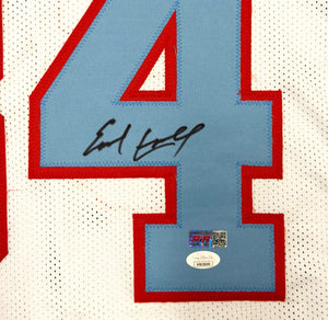 Earl Campbell Autographed Houston Oilers White Custom Football Jersey (Size XL) - JSA Witness Authenticated