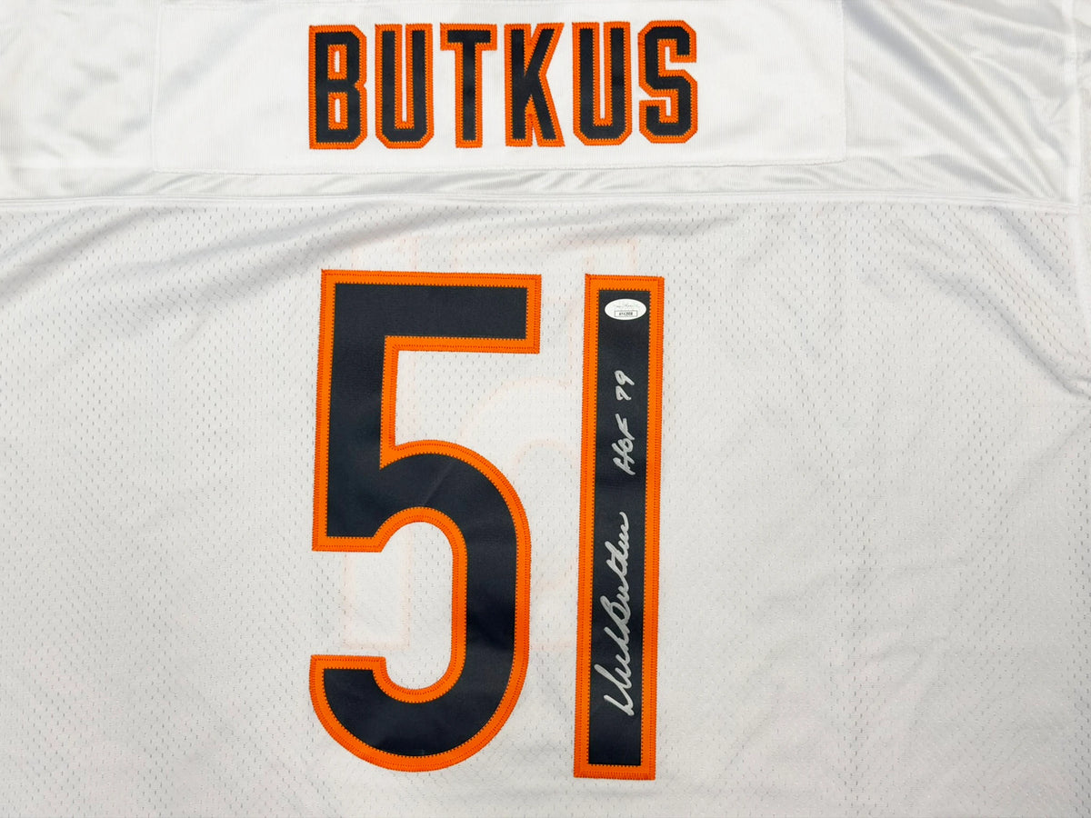 Dick Butkus Autographed Chicago Bears White Reebok Gridiron Classics Jersey JSA Authenticated