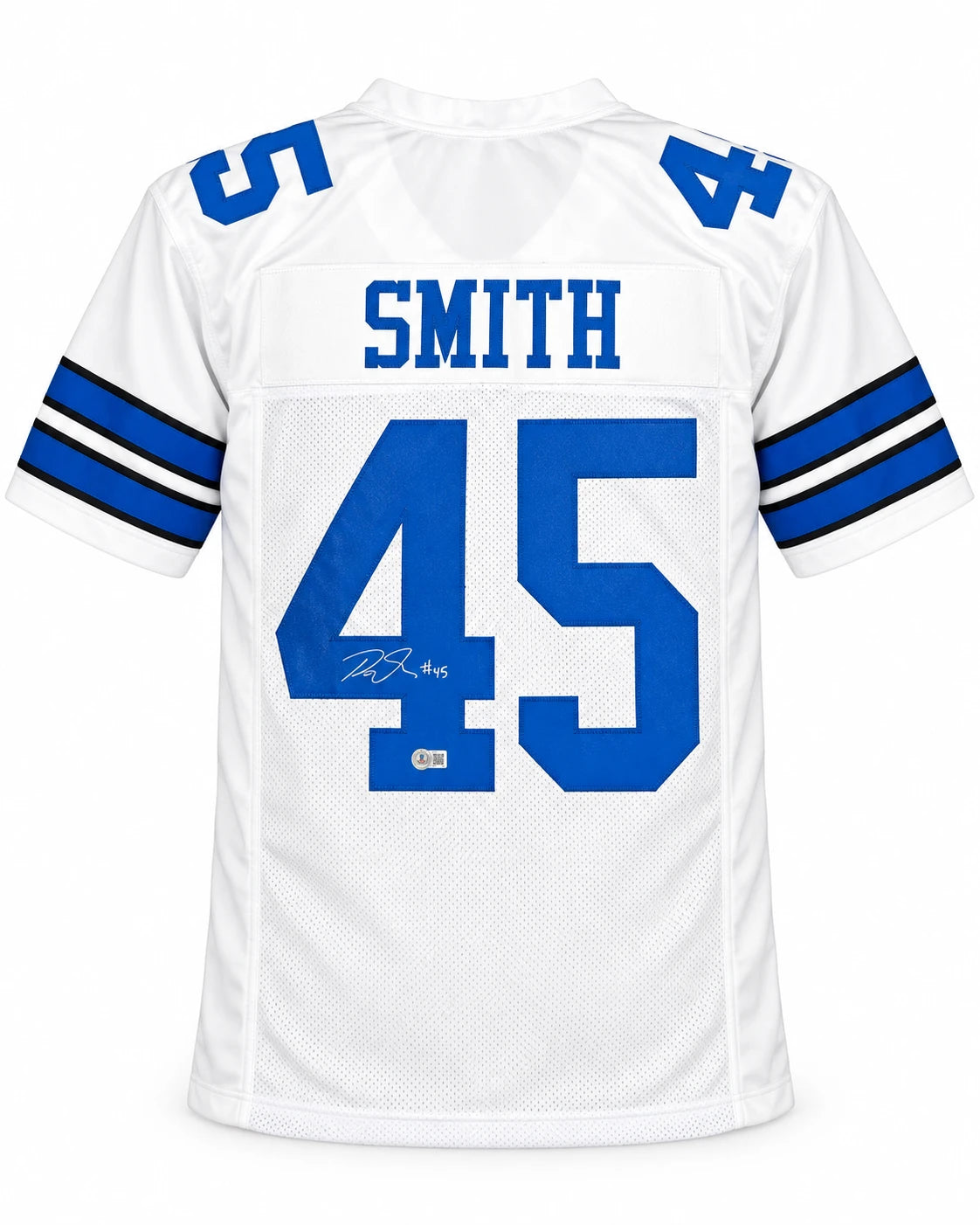 Rod Smith Autographed Dallas Cowboys White Custom Football Jersey (Size XL) - Beckett BAS QR Authenticated
