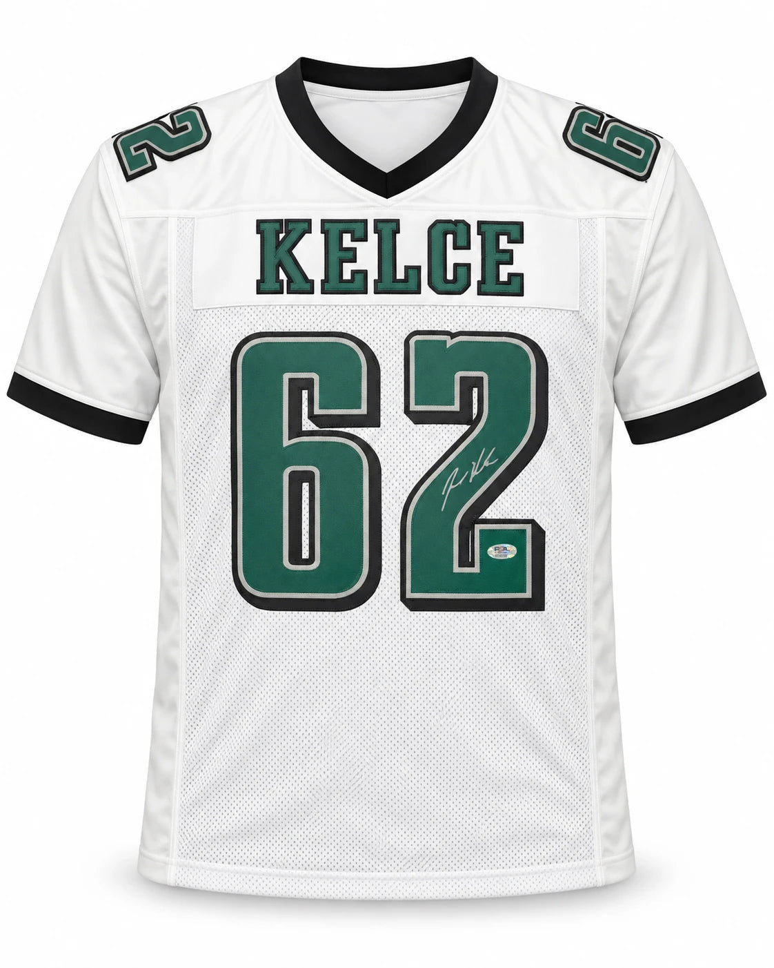 Jason Kelce Autographed Philadelphia Eagles White Custom Football Jersey (Size XL) - PSA/DNA ITP Authenticated