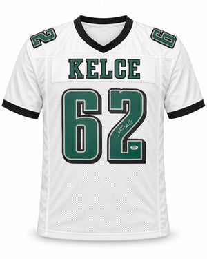 Jason Kelce Autographed Philadelphia Eagles White Custom Football Jersey (Size XL) - PSA/DNA ITP Authenticated