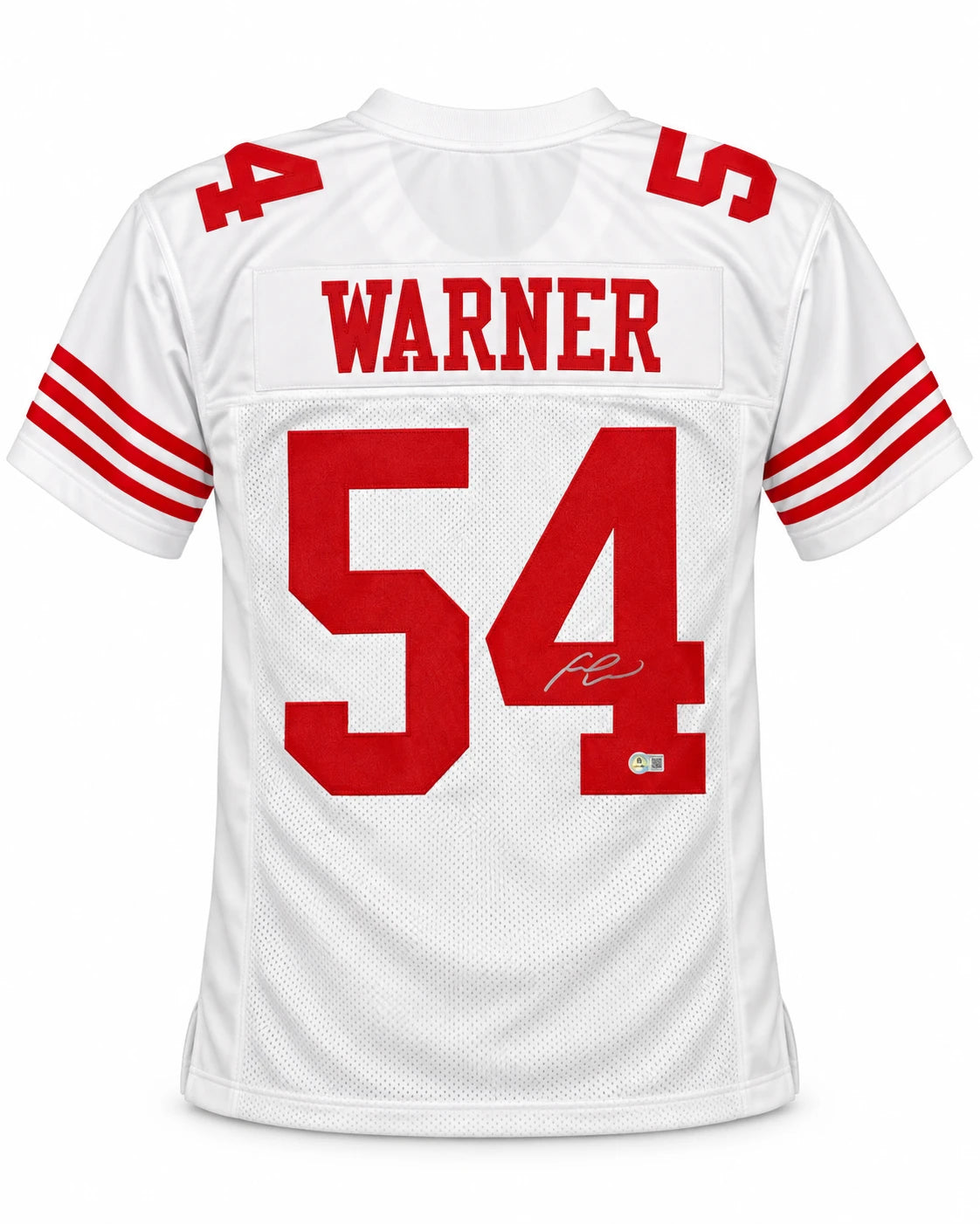 Fred Warner Autographed San Francisco 49ers White Custom Football Jersey (Size XL) - Beckett BAS QR Authenticated