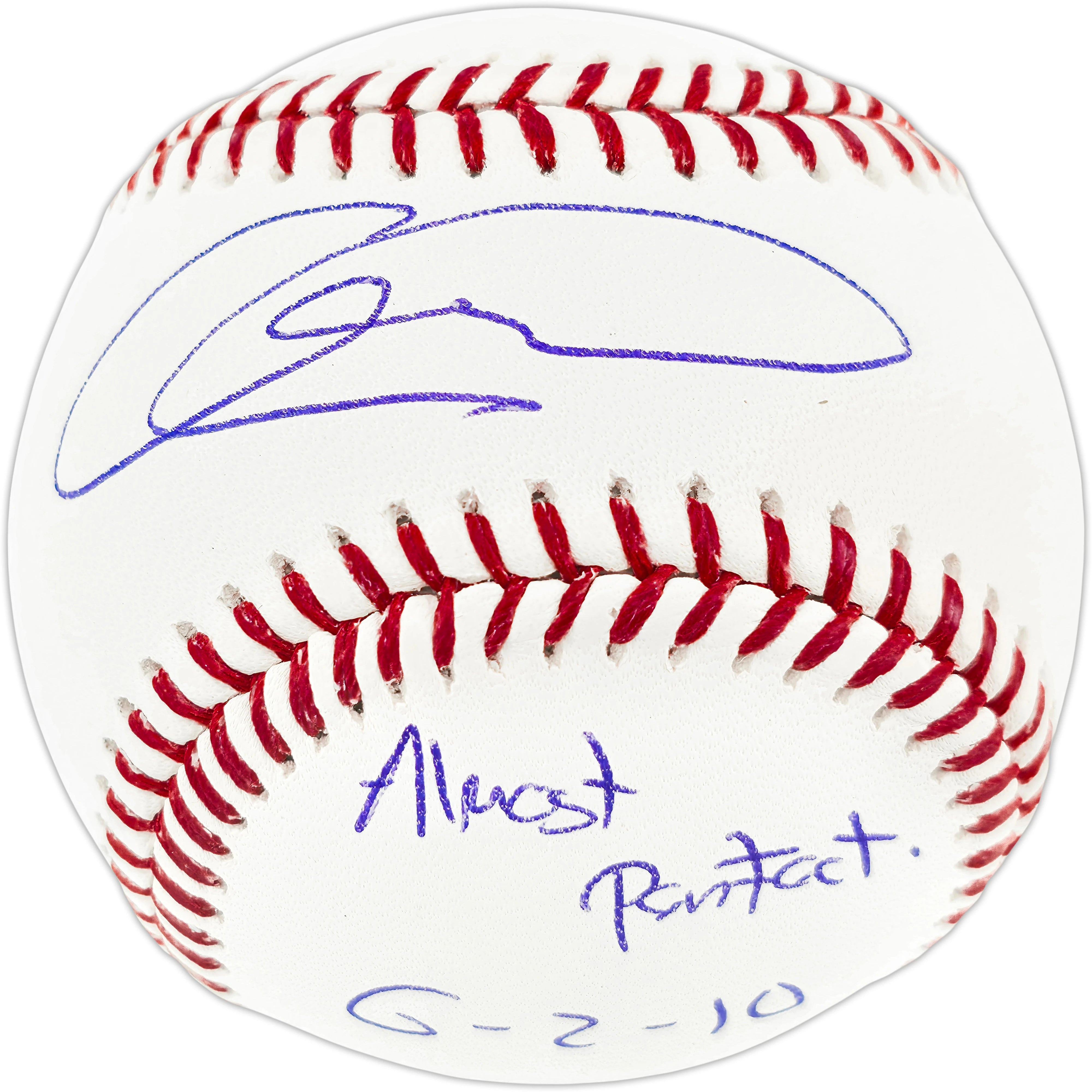 Armando Galarraga Autographed Detroit Tigers Official Major League Baseball with "Almost Perfect 6-2-10" Inscription - JSA Authenticated