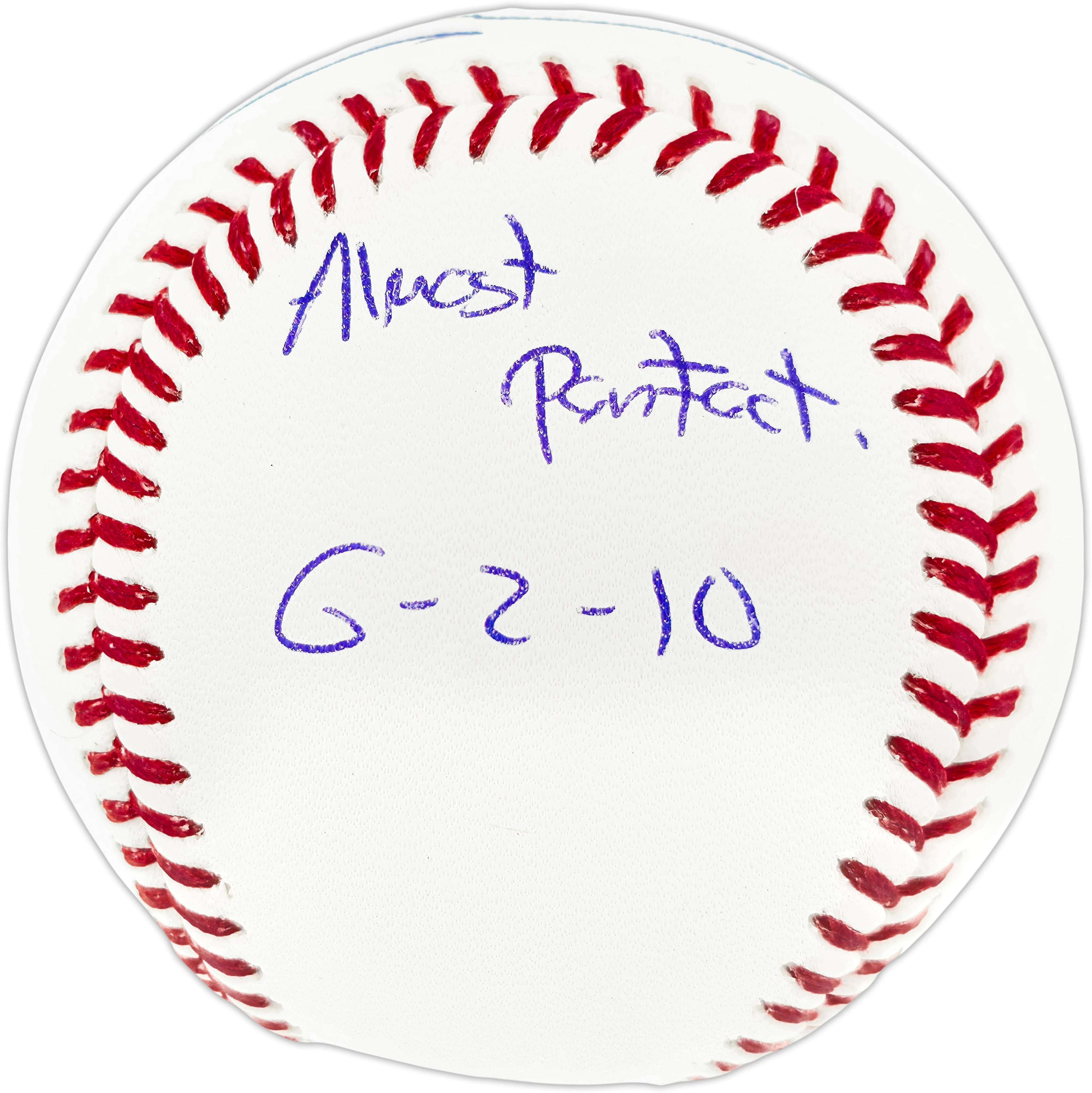 Armando Galarraga Autographed Detroit Tigers Official Major League Baseball with "Almost Perfect 6-2-10" Inscription - JSA Authenticated