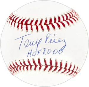 Tony Perez Autographed Cincinnati Reds Official Major League Baseball with "HOF 2000" Inscription - JSA Authenticated