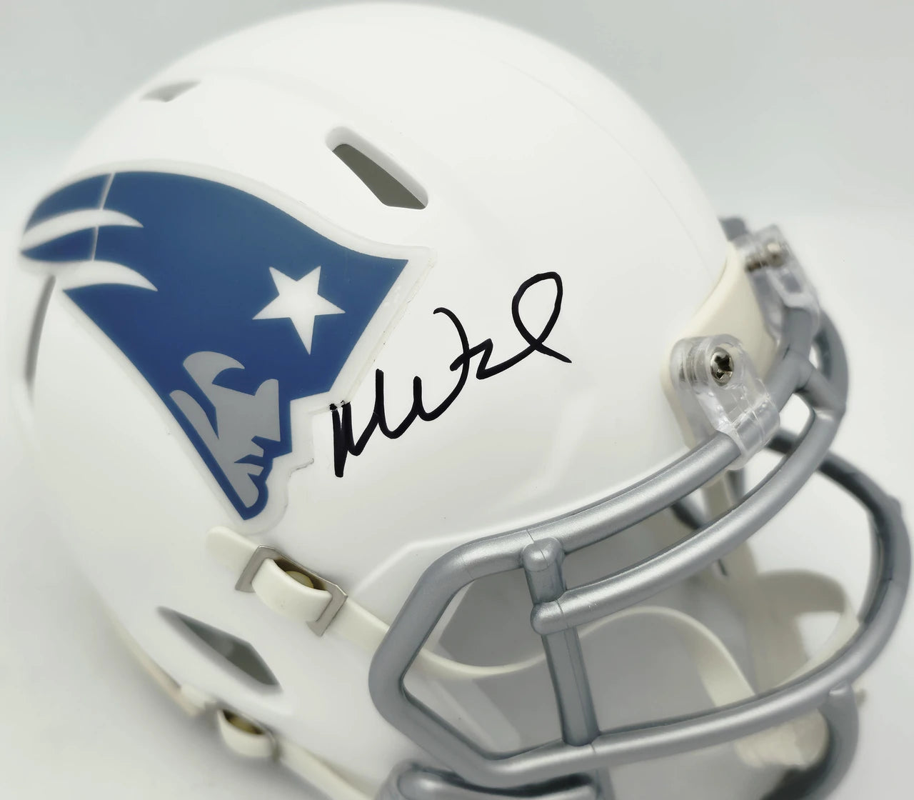 Mike Vrabel Autographed New England Patriots White Rivalries Speed Mini Helmet - JSA Witness Authenticated