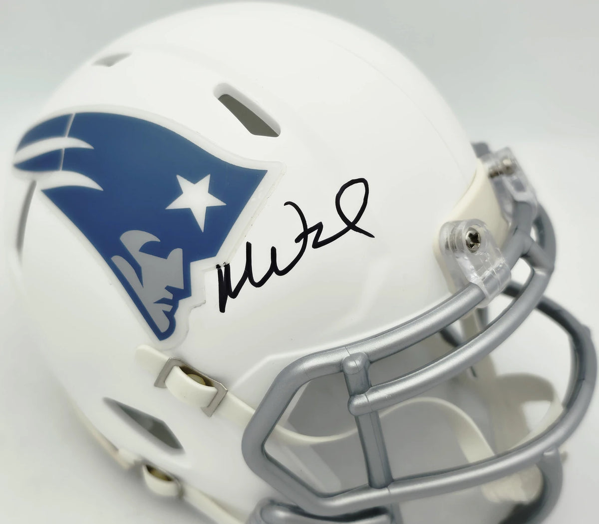 Mike Vrabel Autographed New England Patriots White Rivalries Speed Mini Helmet - JSA Witness Authenticated