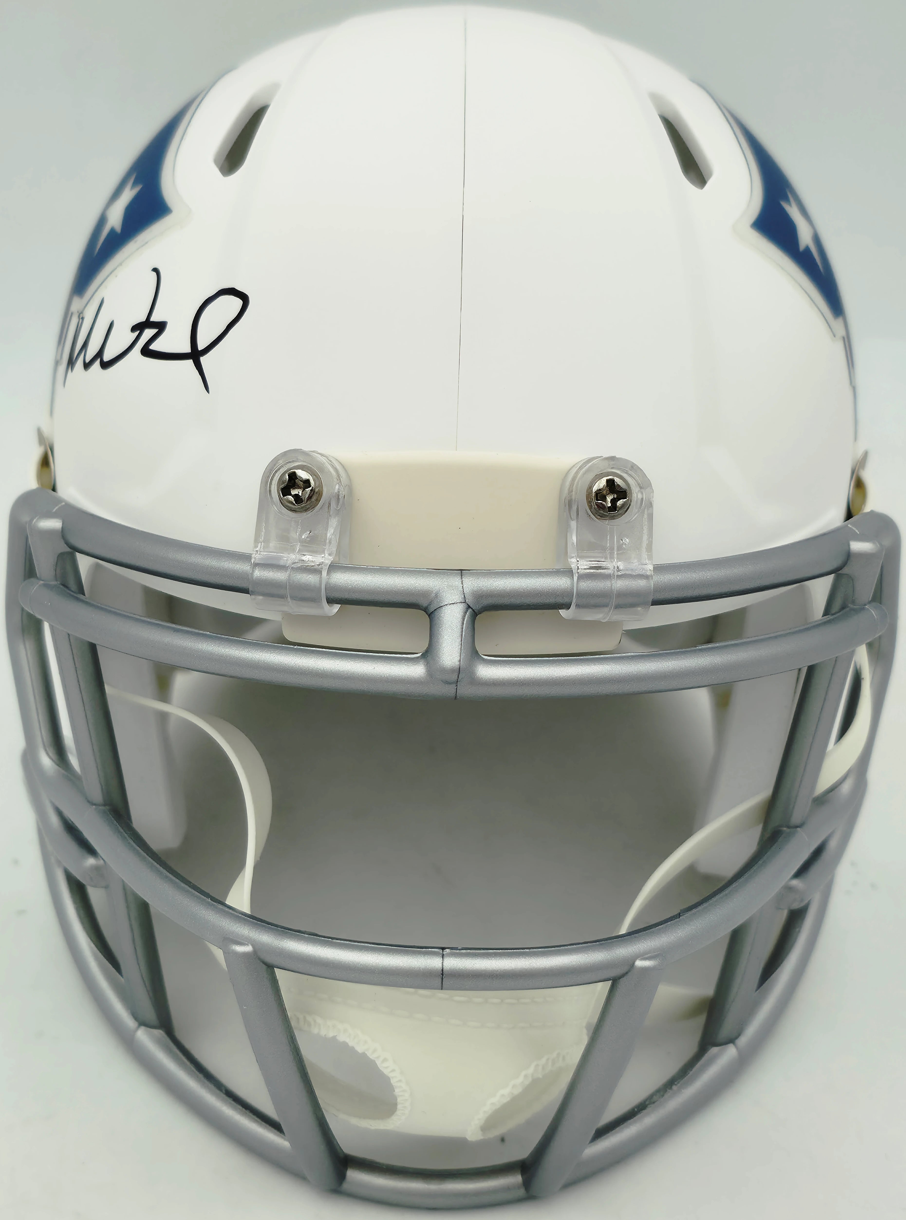 Mike Vrabel Autographed New England Patriots White Rivalries Speed Mini Helmet - JSA Witness Authenticated