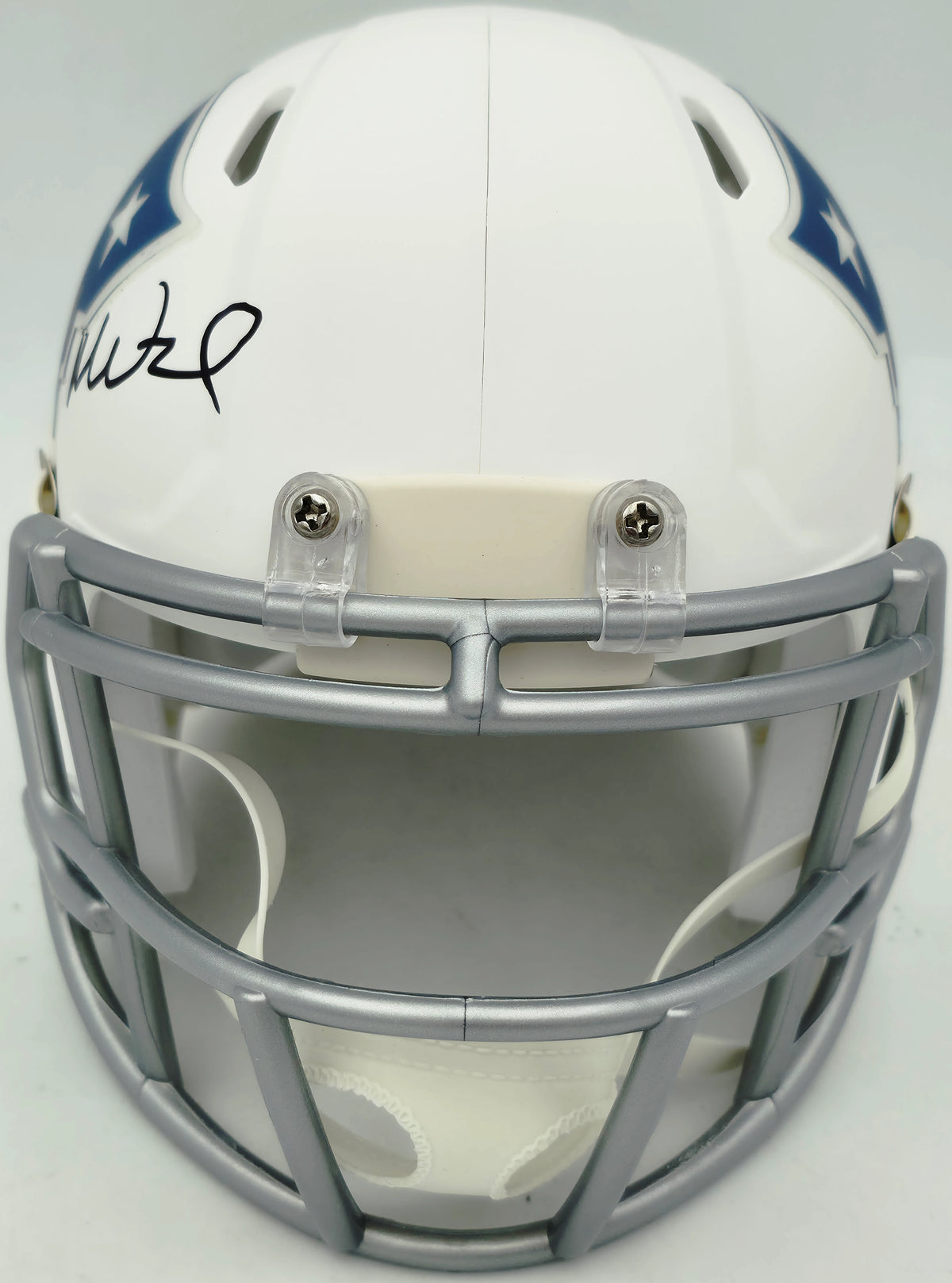 Mike Vrabel Autographed New England Patriots White Rivalries Speed Mini Helmet - JSA Witness Authenticated