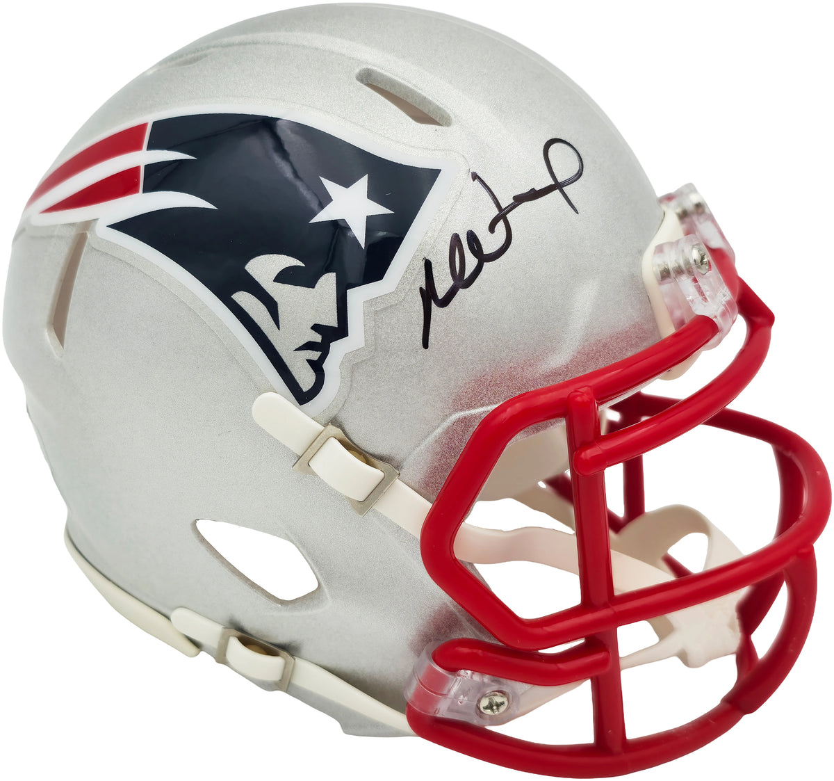 Mike Vrabel Autographed New England Patriots Silver Speed Mini Helmet - JSA Witness Authenticated
