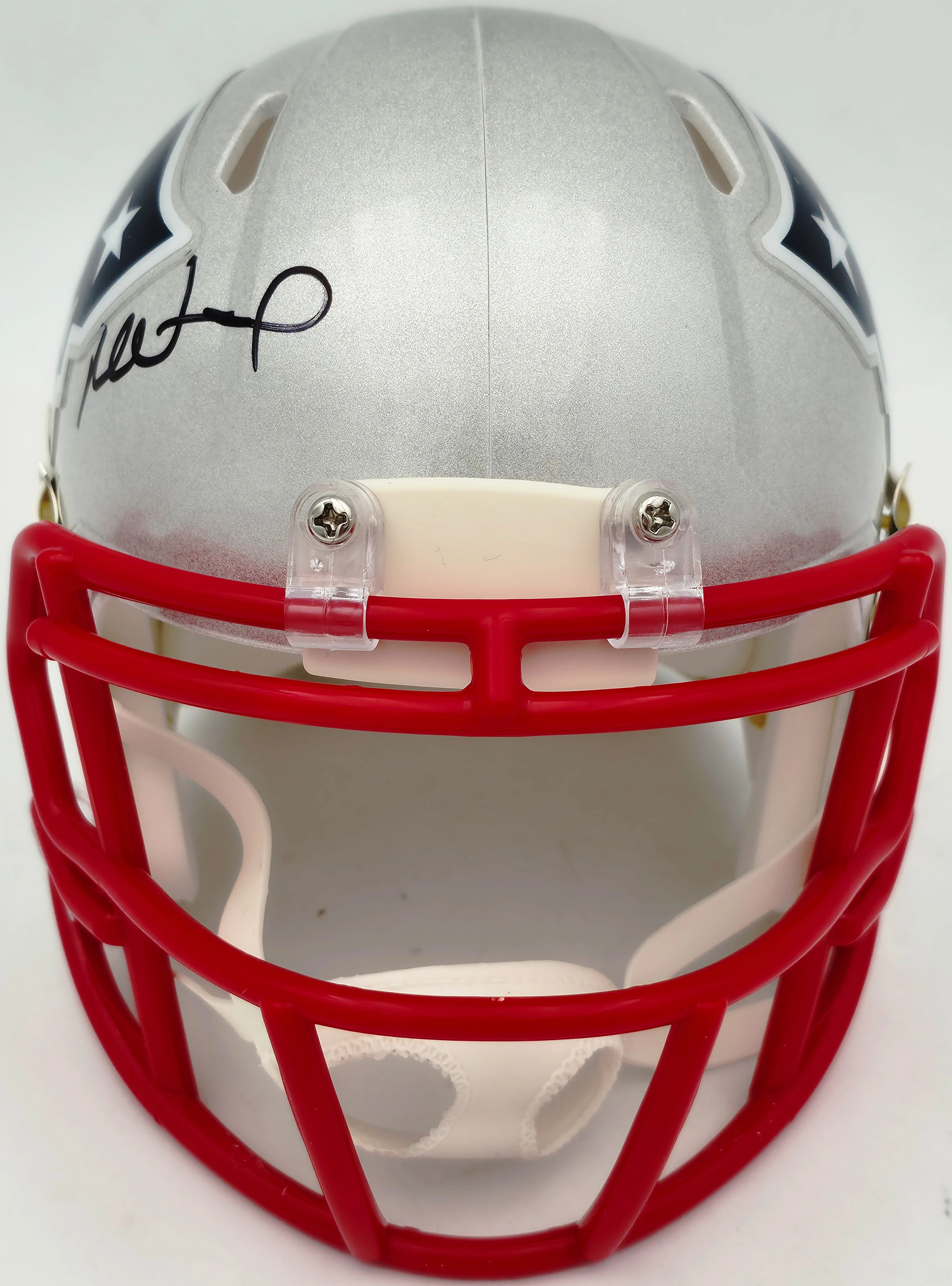 Mike Vrabel Autographed New England Patriots Silver Speed Mini Helmet - JSA Witness Authenticated