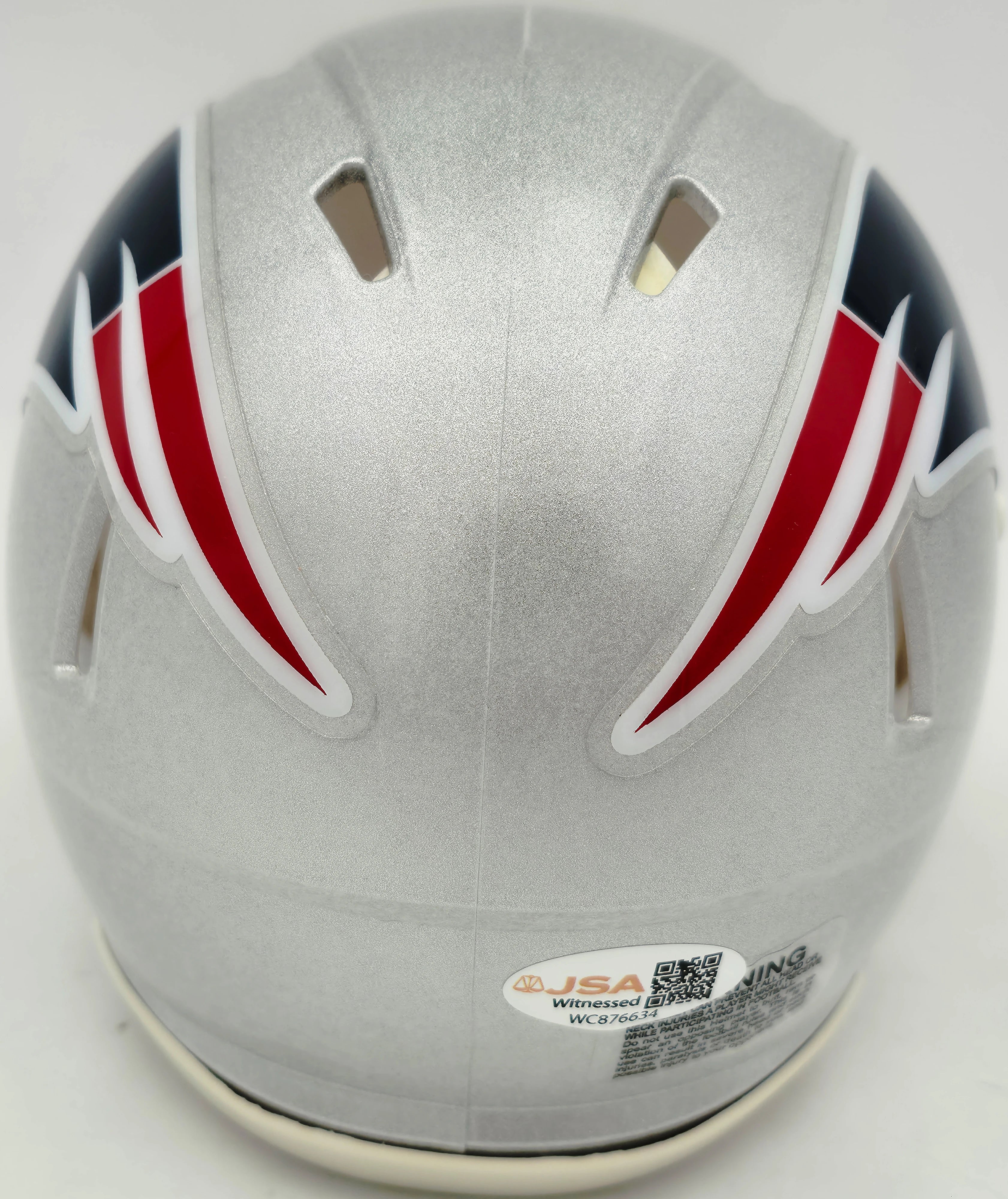 Mike Vrabel Autographed New England Patriots Silver Speed Mini Helmet - JSA Witness Authenticated