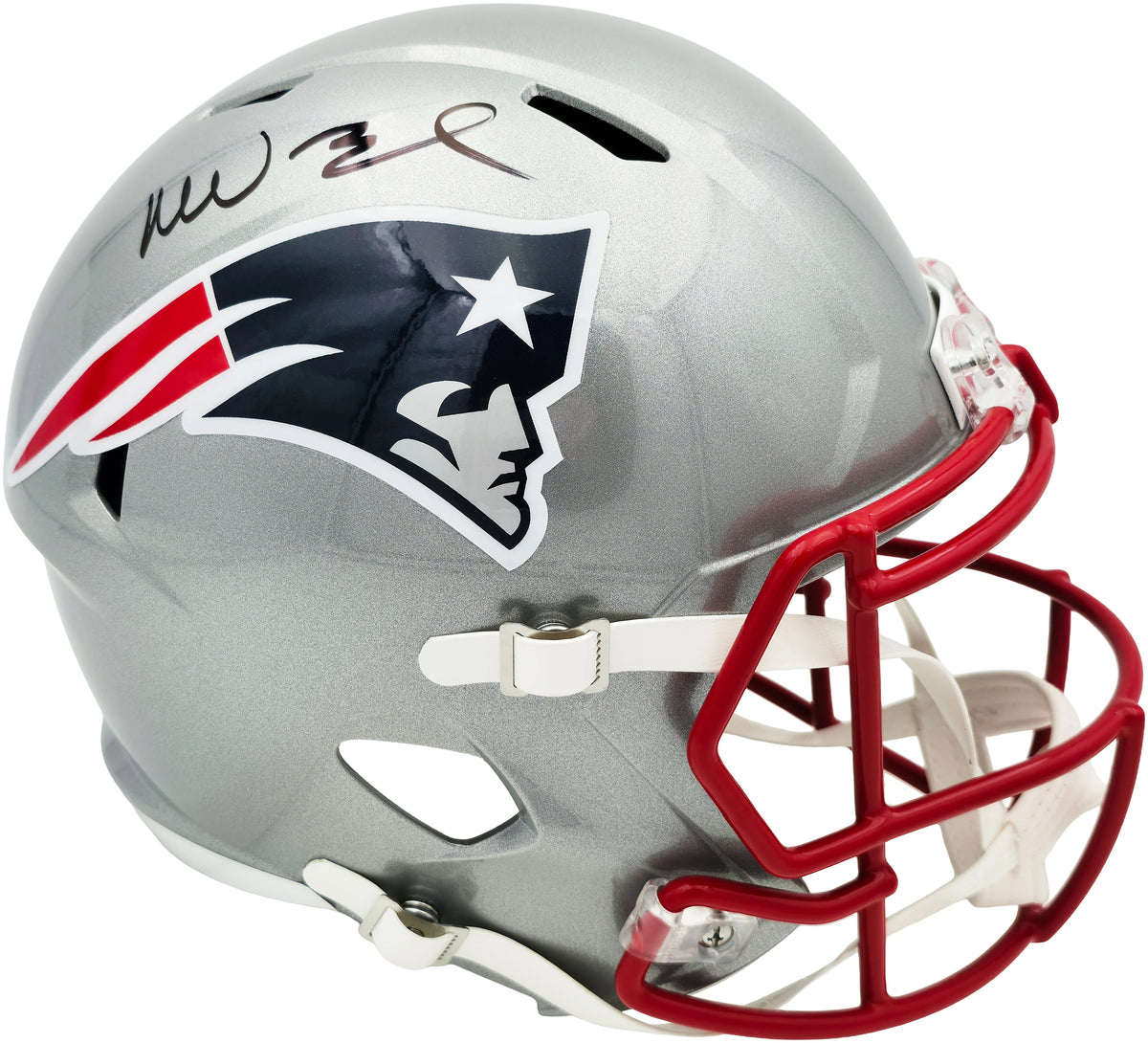 Mike Vrabel Autographed New England Patriots Silver Full Size Speed Replica Helmet - JSA Witness Authenticated